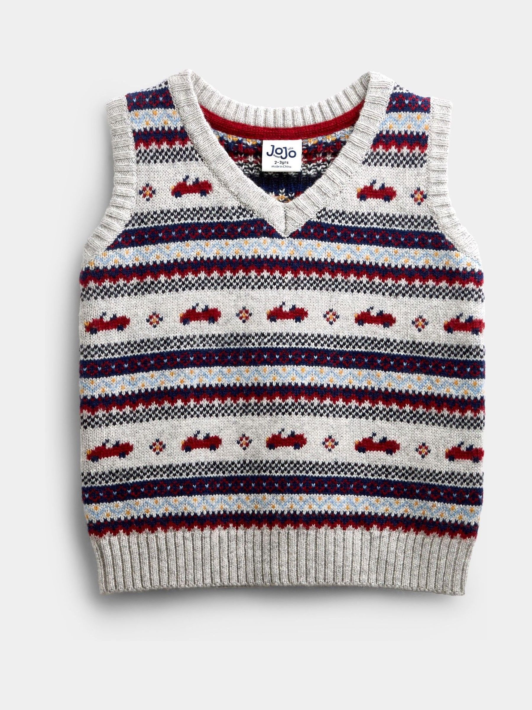 Grey Marl Classic Car Fairisle Knitted Tank Top - Image 1 of 4