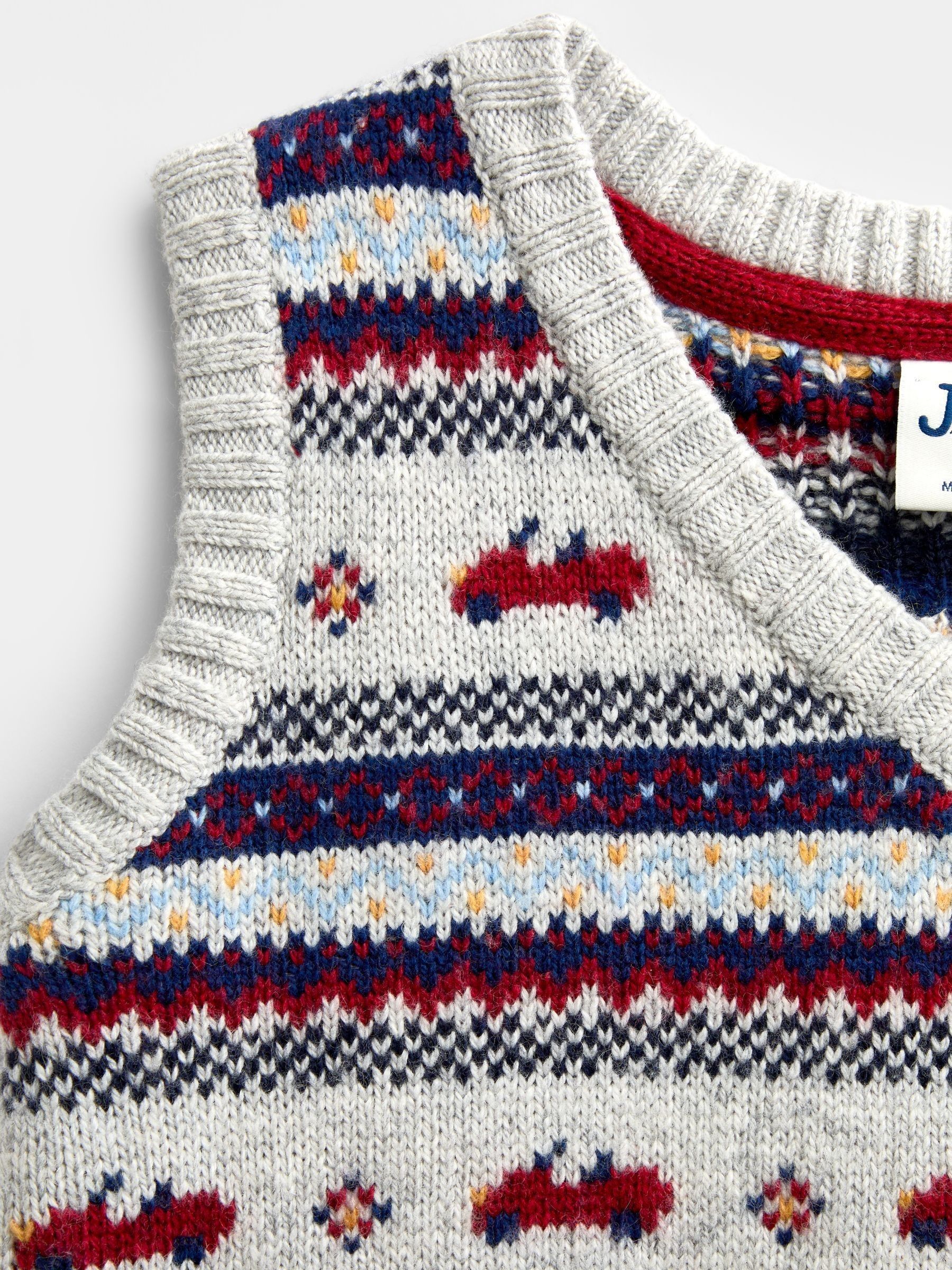 Grey Marl Classic Car Fairisle Knitted Tank Top - Image 3 of 4