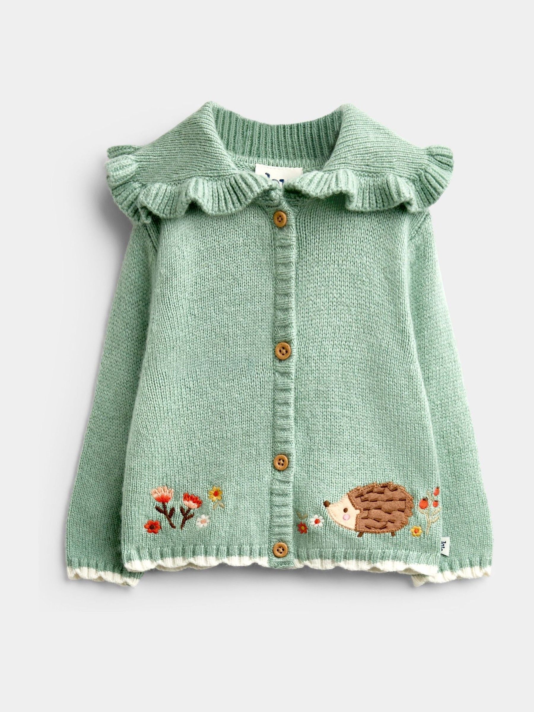 Sage Green Hedgehog Knit Cardigan, Leggings & Hat Set - Image 3 of 9