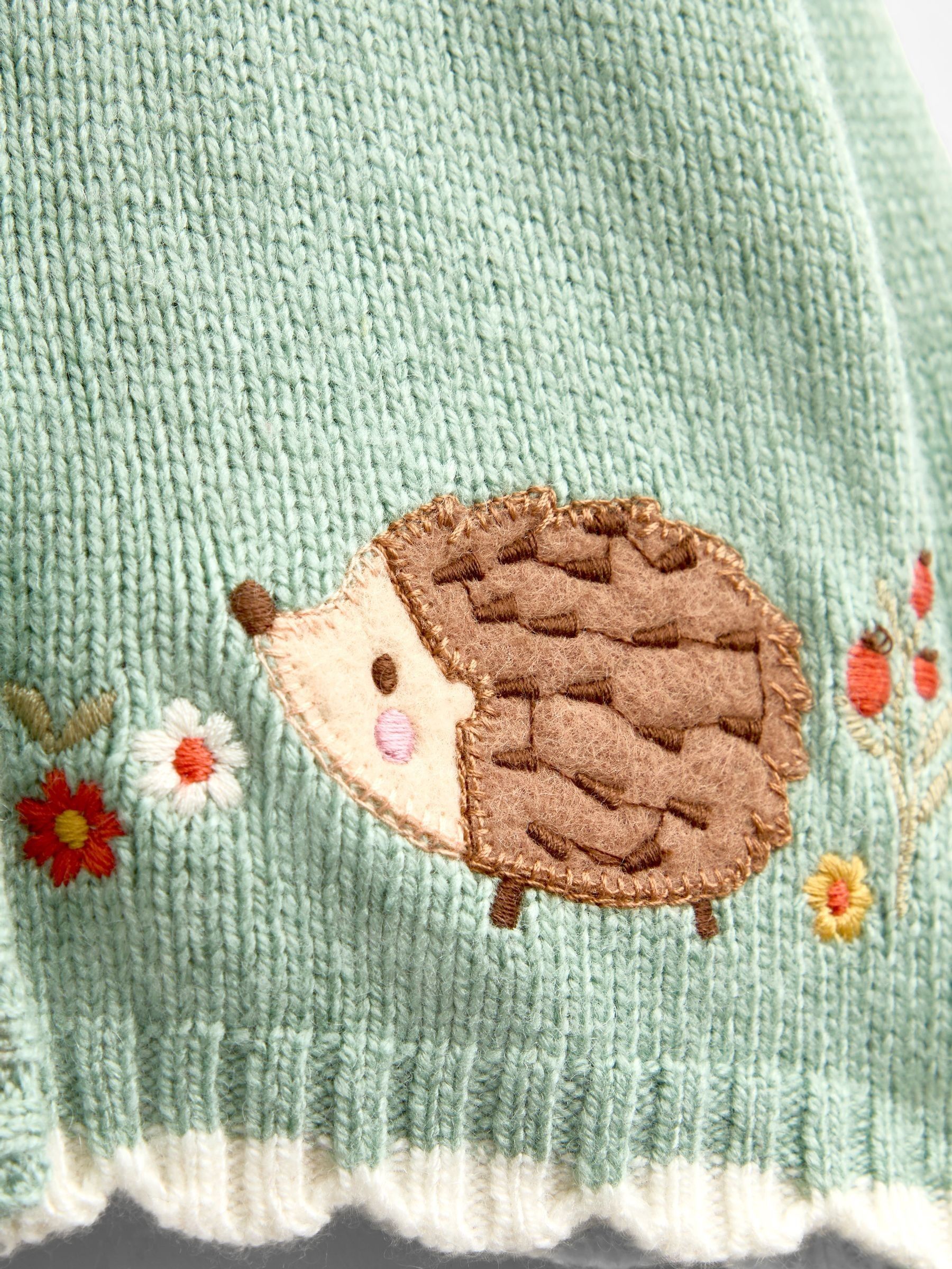 Sage Green Hedgehog Knit Cardigan, Leggings & Hat Set - Image 9 of 9 Sage Green Hedgehog Knit Cardigan, Leggings & Hat Set - Image 9 of 9