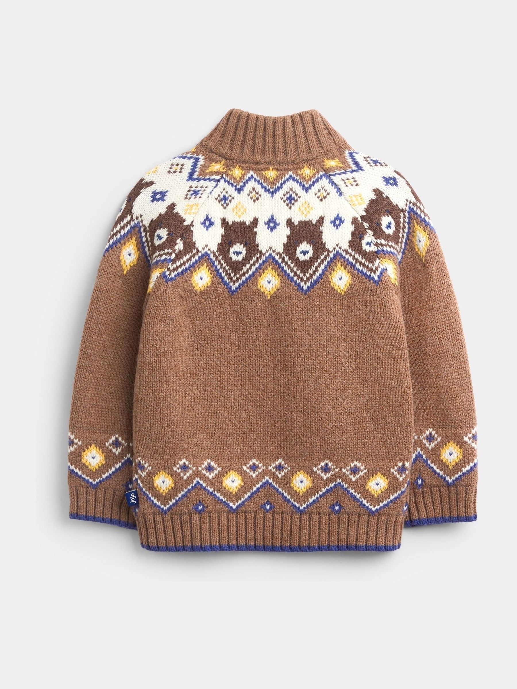 Brown Bear Fairisle Half Zip Knitted Jumper - Image 2 of 4
