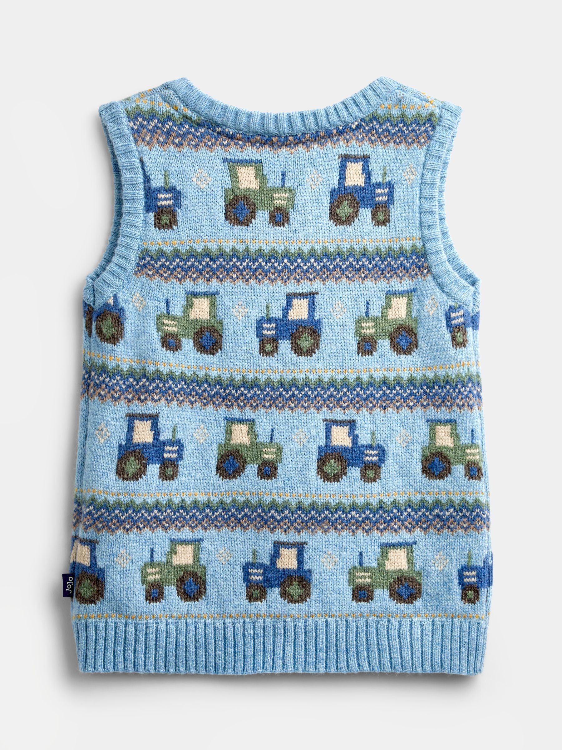 Mid Blue Tractor Fairisle Knitted Tank Top - Image 2 of 4