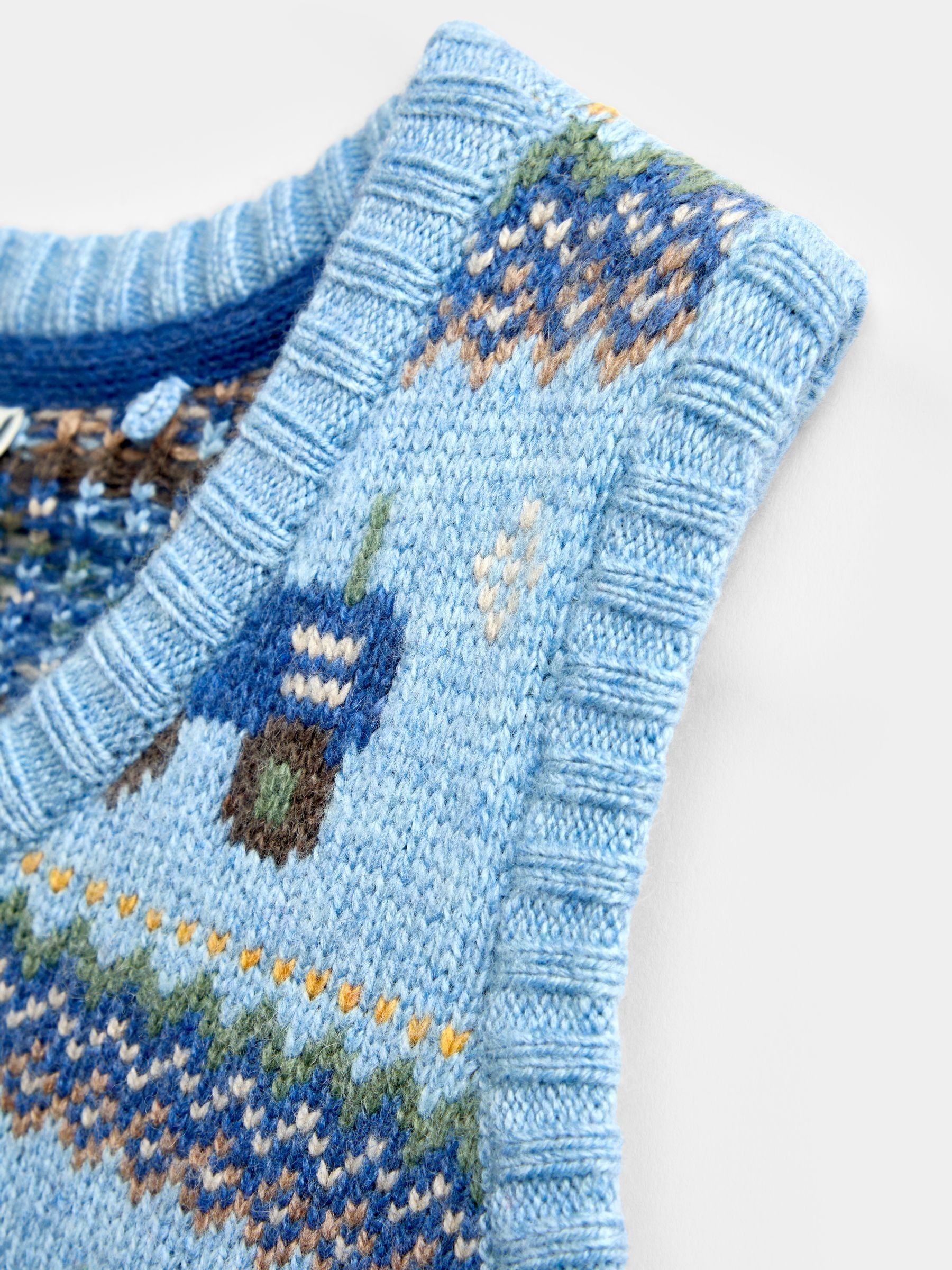 Mid Blue Tractor Fairisle Knitted Tank Top - Image 3 of 4