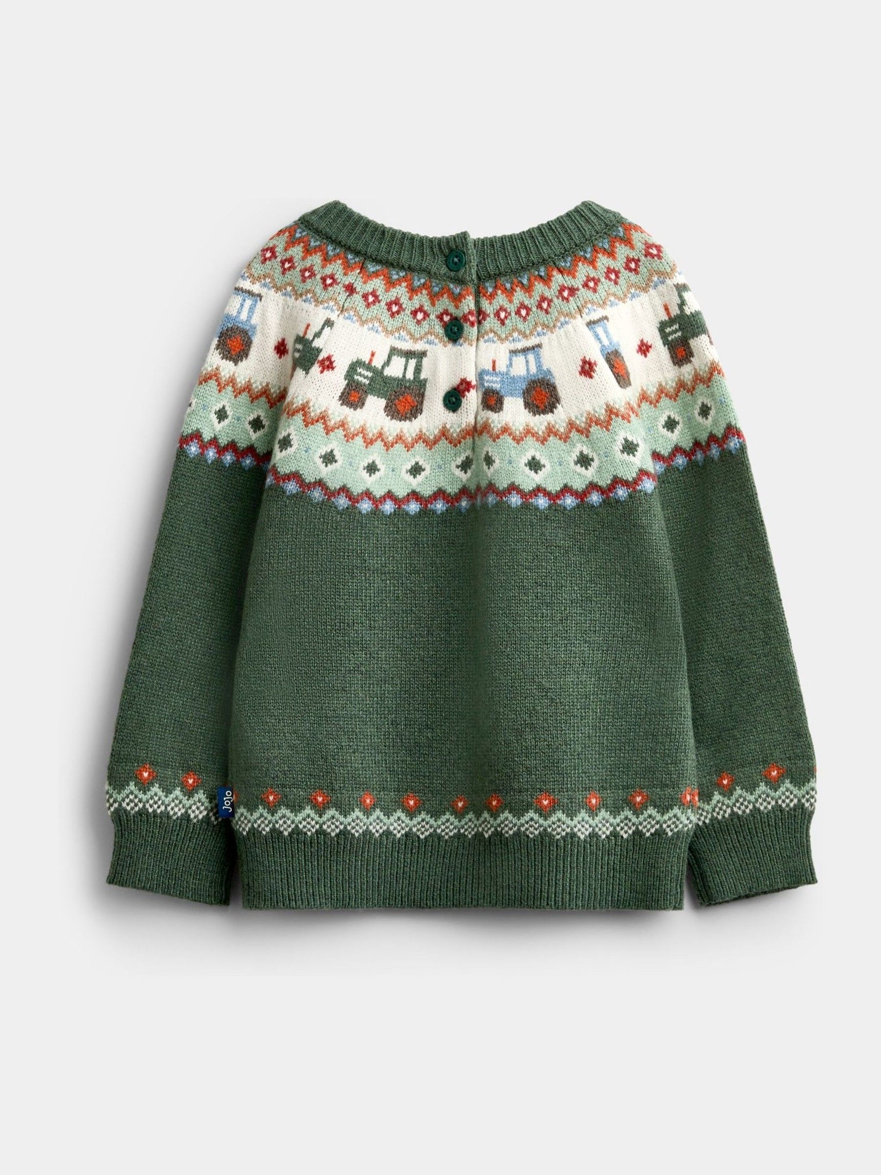 Khaki Green Tractor Fairisle Knitted Jumper - Image 2 of 4