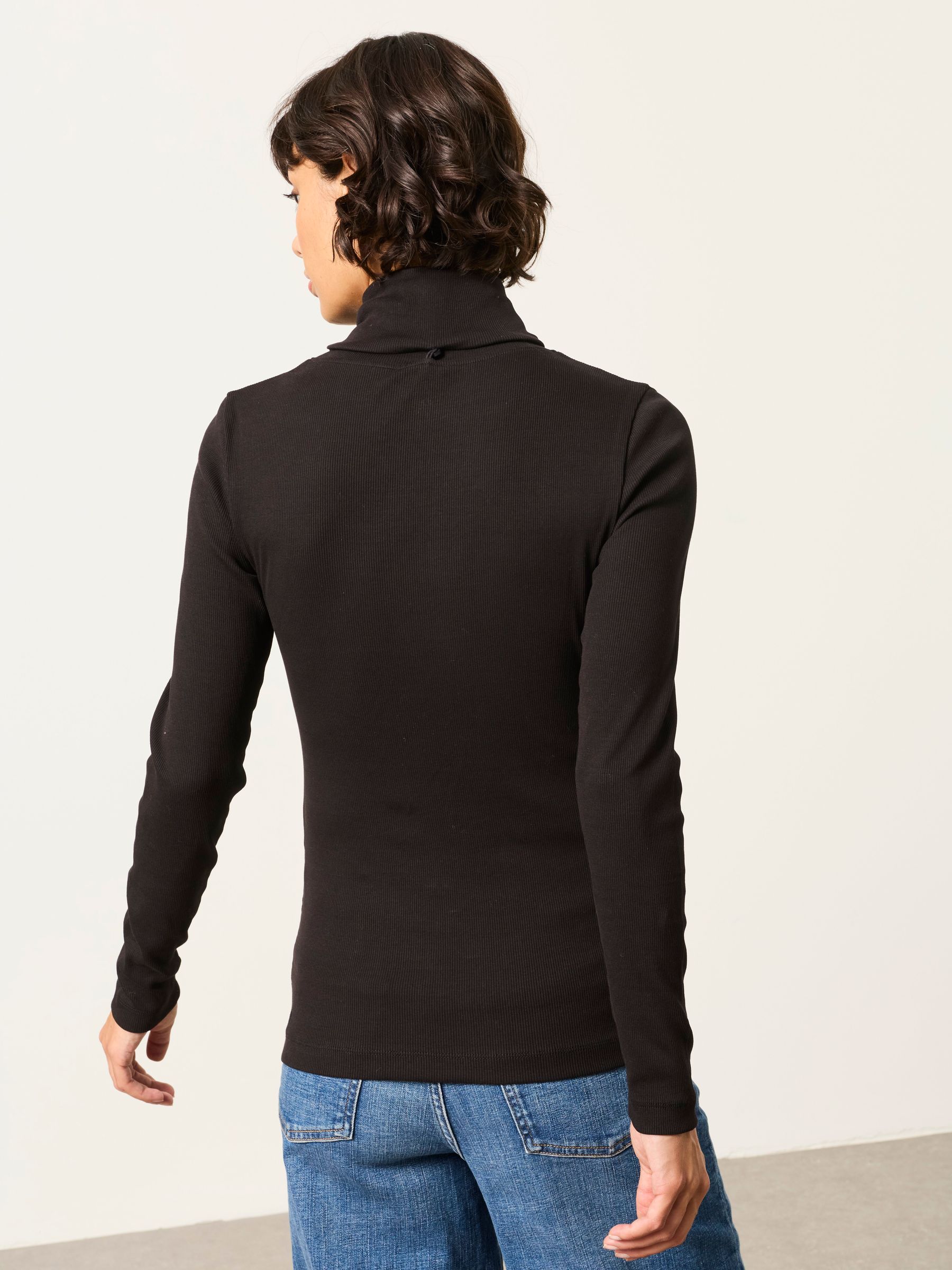 Selena Black Tie Neck Long Sleeve Top - Image 2 of 5