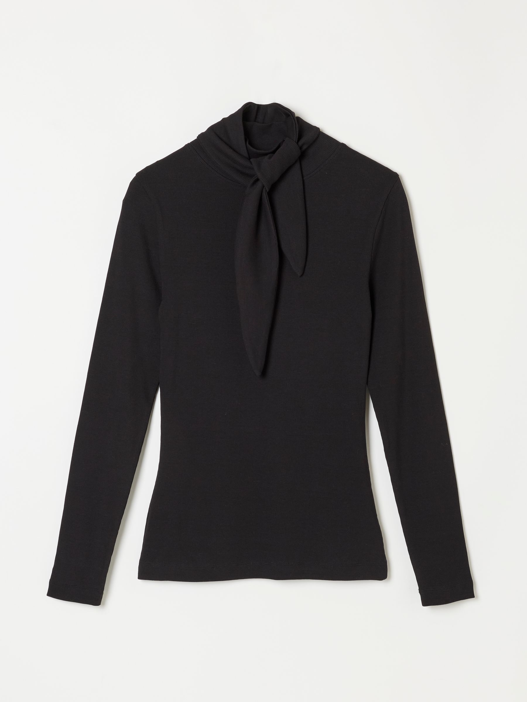 Selena Black Tie Neck Long Sleeve Top - Image 5 of 5