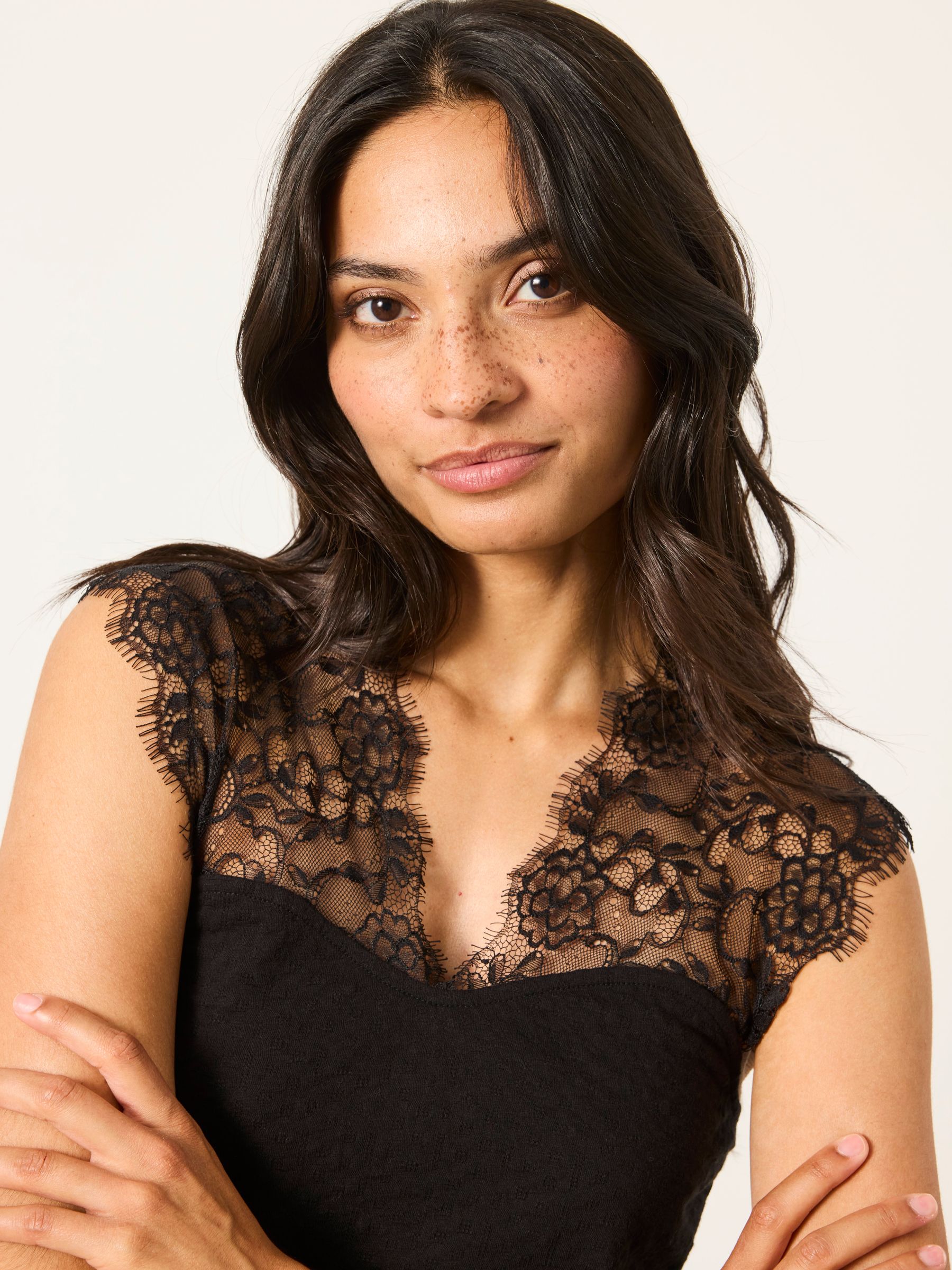 Lexi Black Lace Shoulder Sleeveless Top - Image 3 of 6