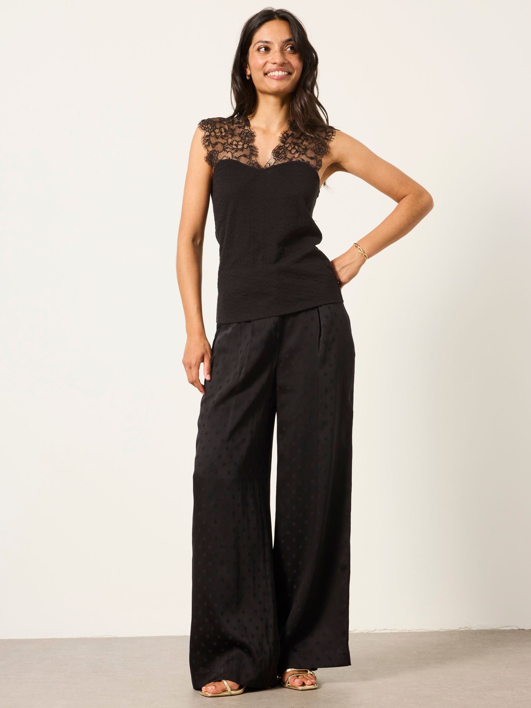 Lexi Black Lace Shoulder Sleeveless Top - Image 4 of 6