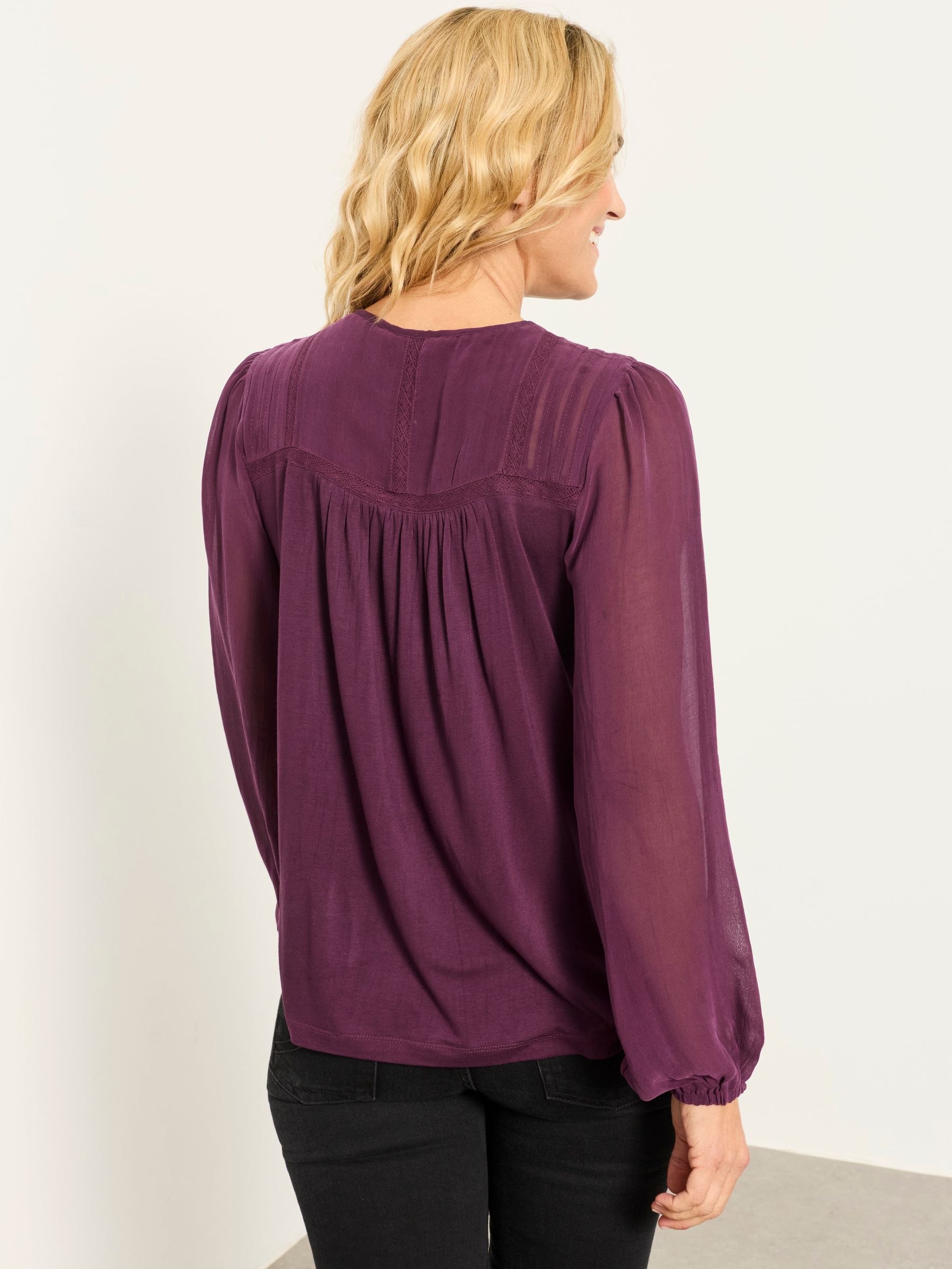 Winnie Plum Purple Woven Jersey Mix Top - Image 2 of 6