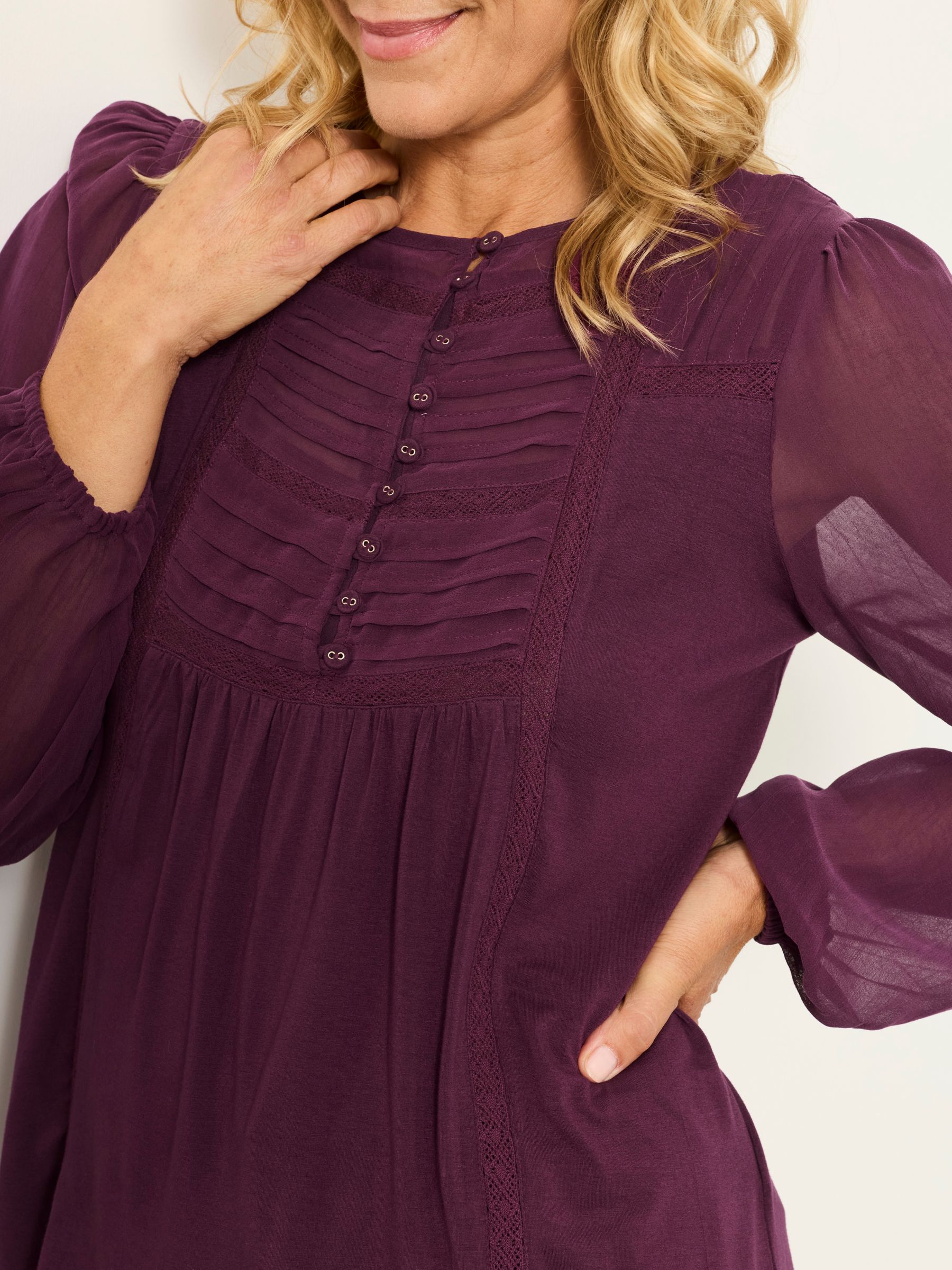 Winnie Plum Purple Woven Jersey Mix Top - Image 3 of 6