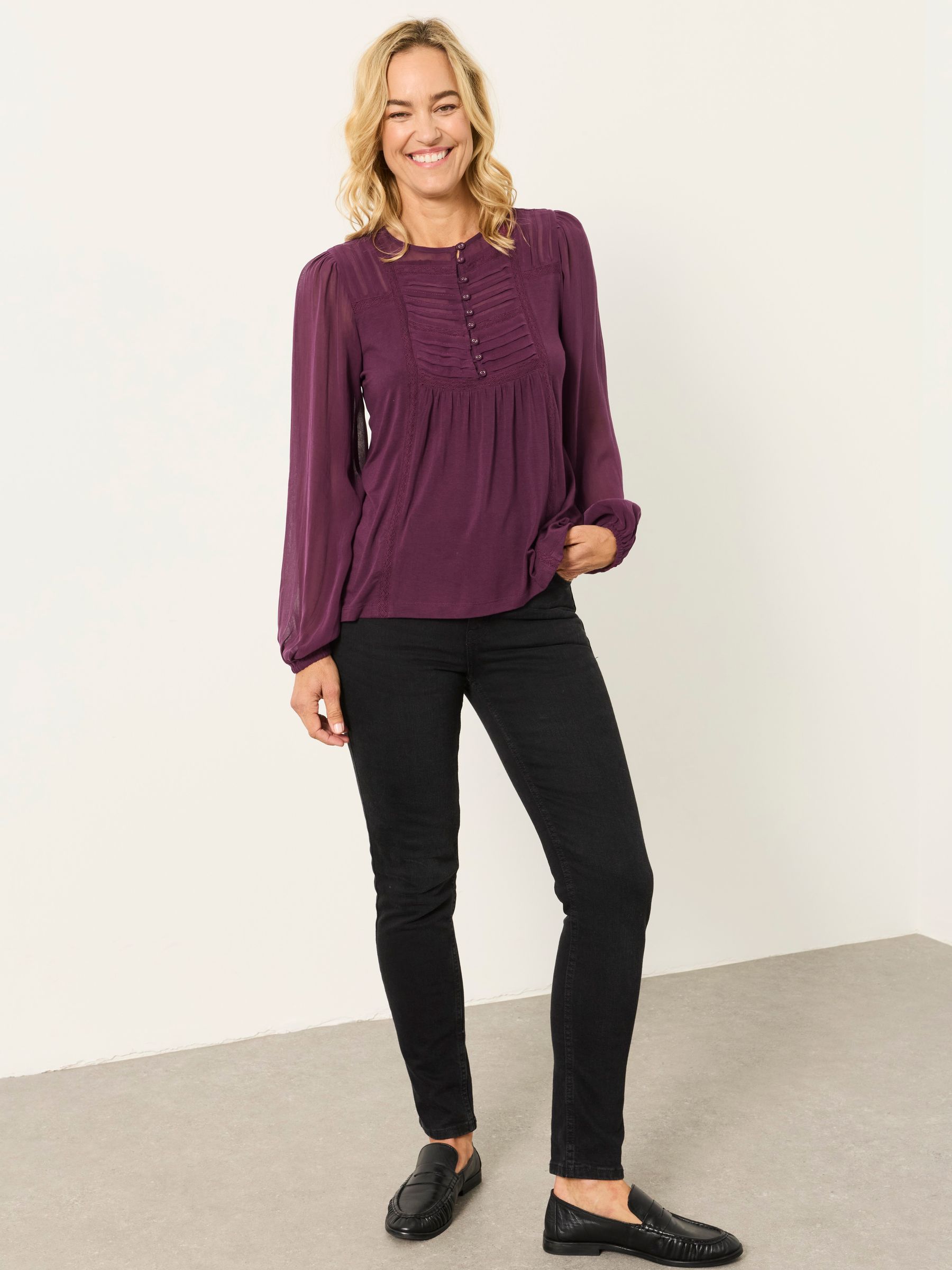 Winnie Plum Purple Woven Jersey Mix Top - Image 4 of 6