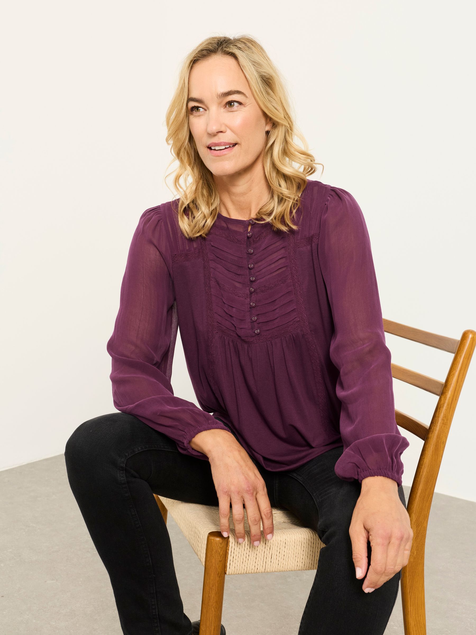 Winnie Plum Purple Woven Jersey Mix Top - Image 5 of 6