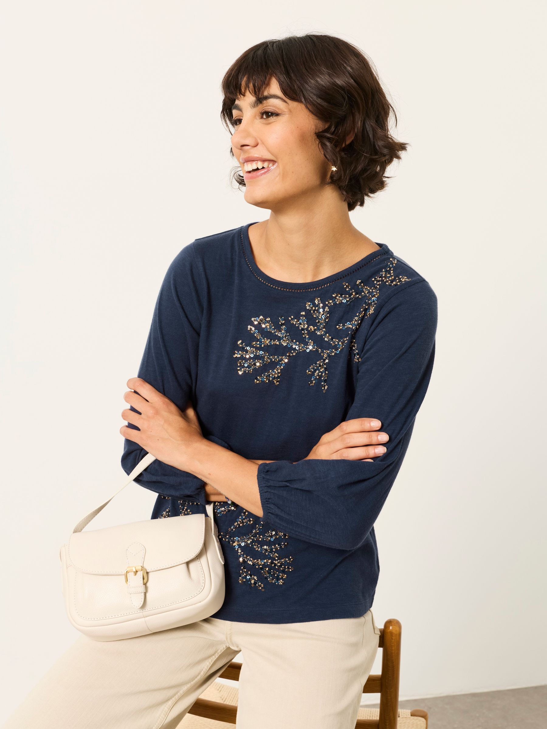 Penny Navy Sparkle Graphic Top - Image 3 of 5