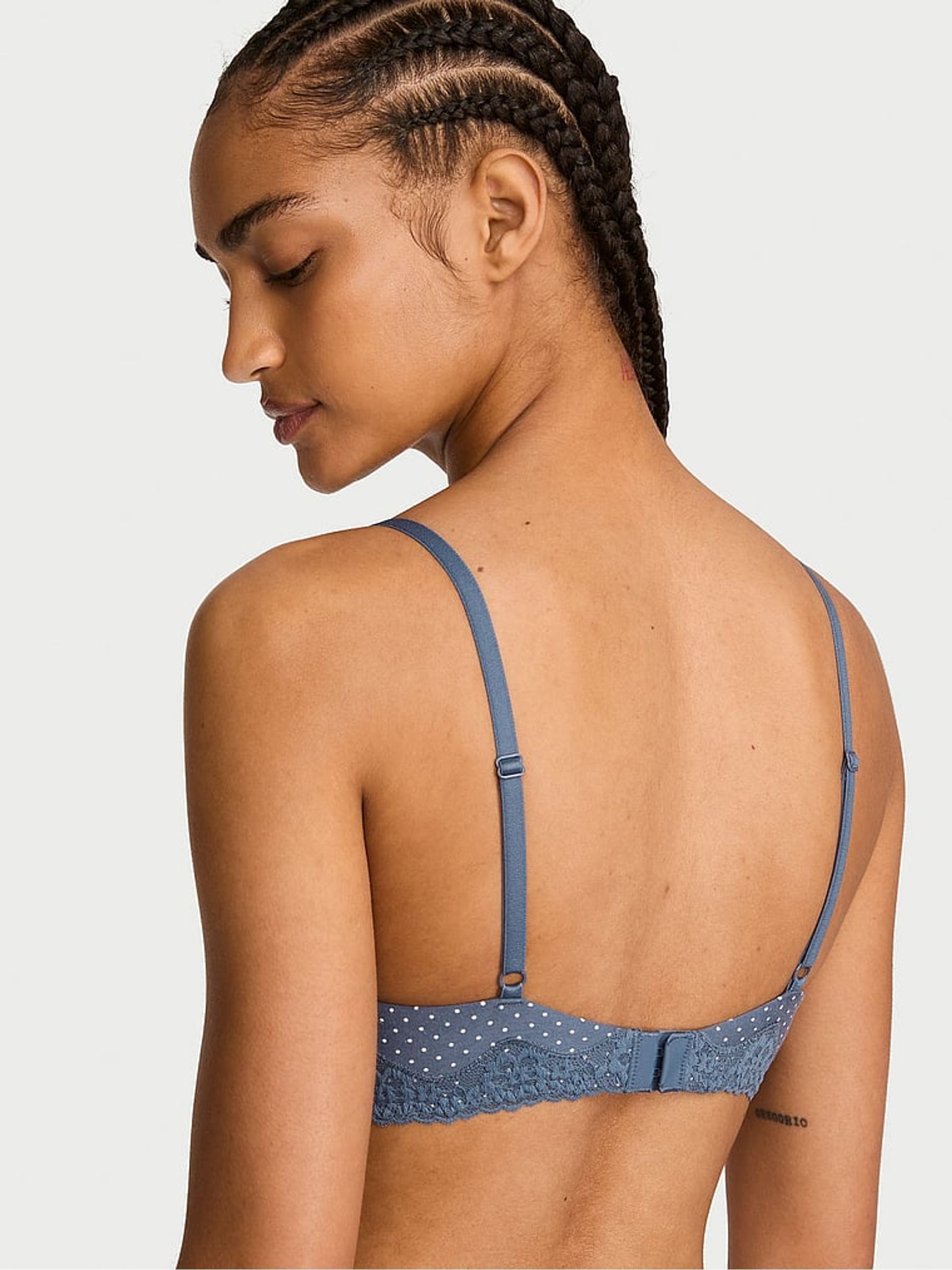 Bluestream Polka Dot Full Cup Push Up Cotton Lace Trim Bra - Image 2 of 2