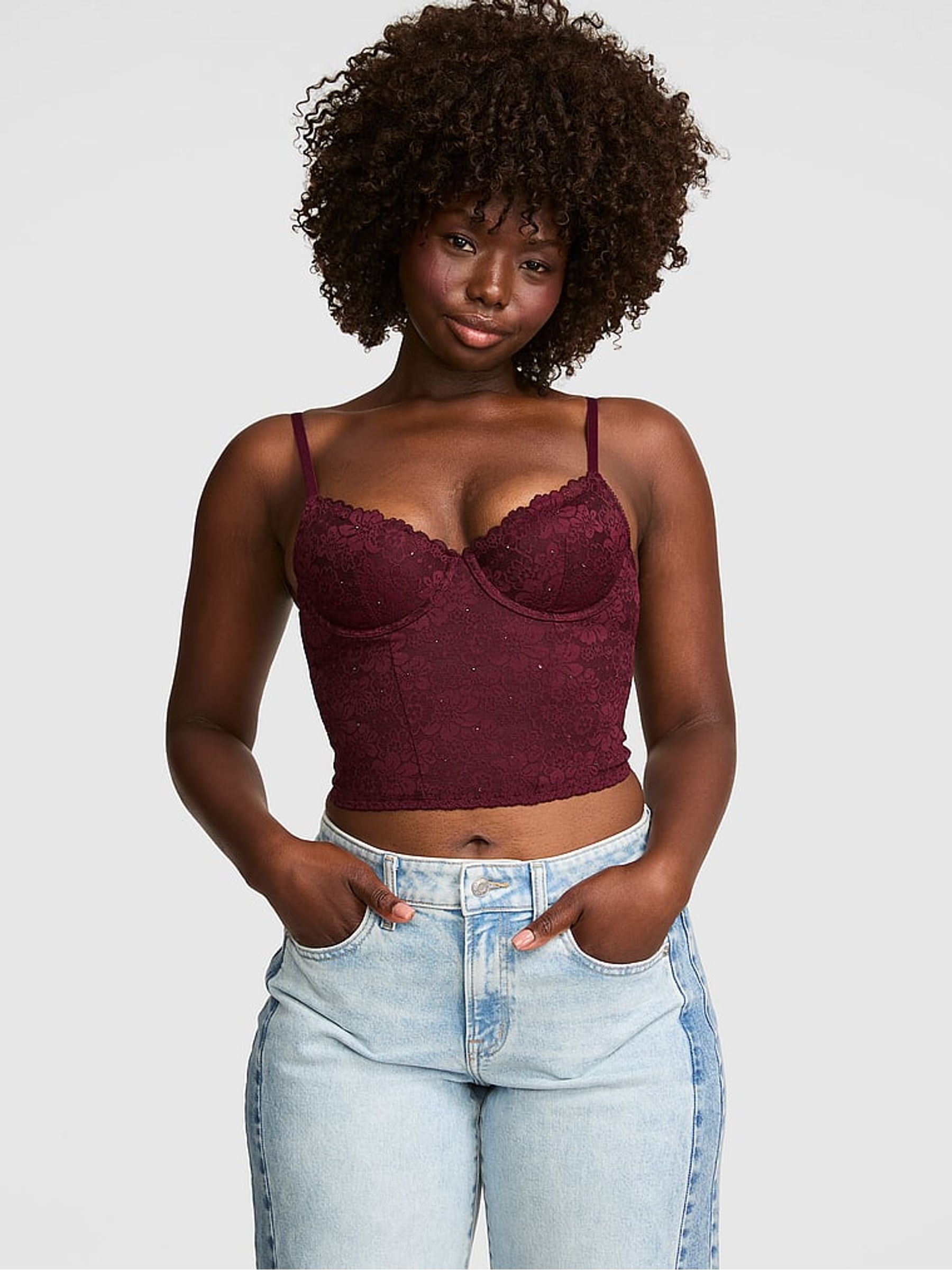 Purple Rose Lace Diamante Corset - Image 2 of 3