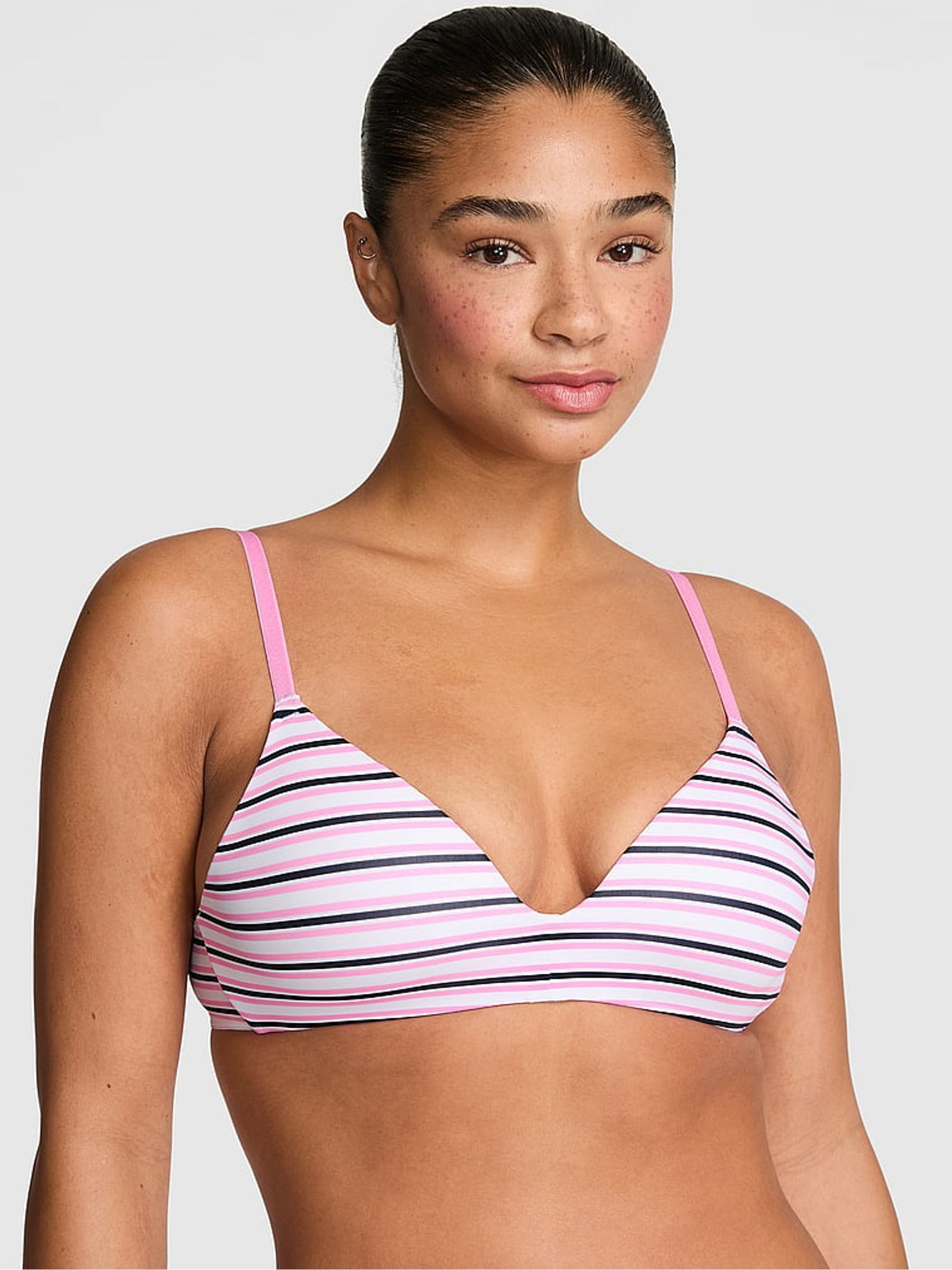 Pink Lollipop Stripe Non Wired Lightly Lined Bra - Image 1 of 2