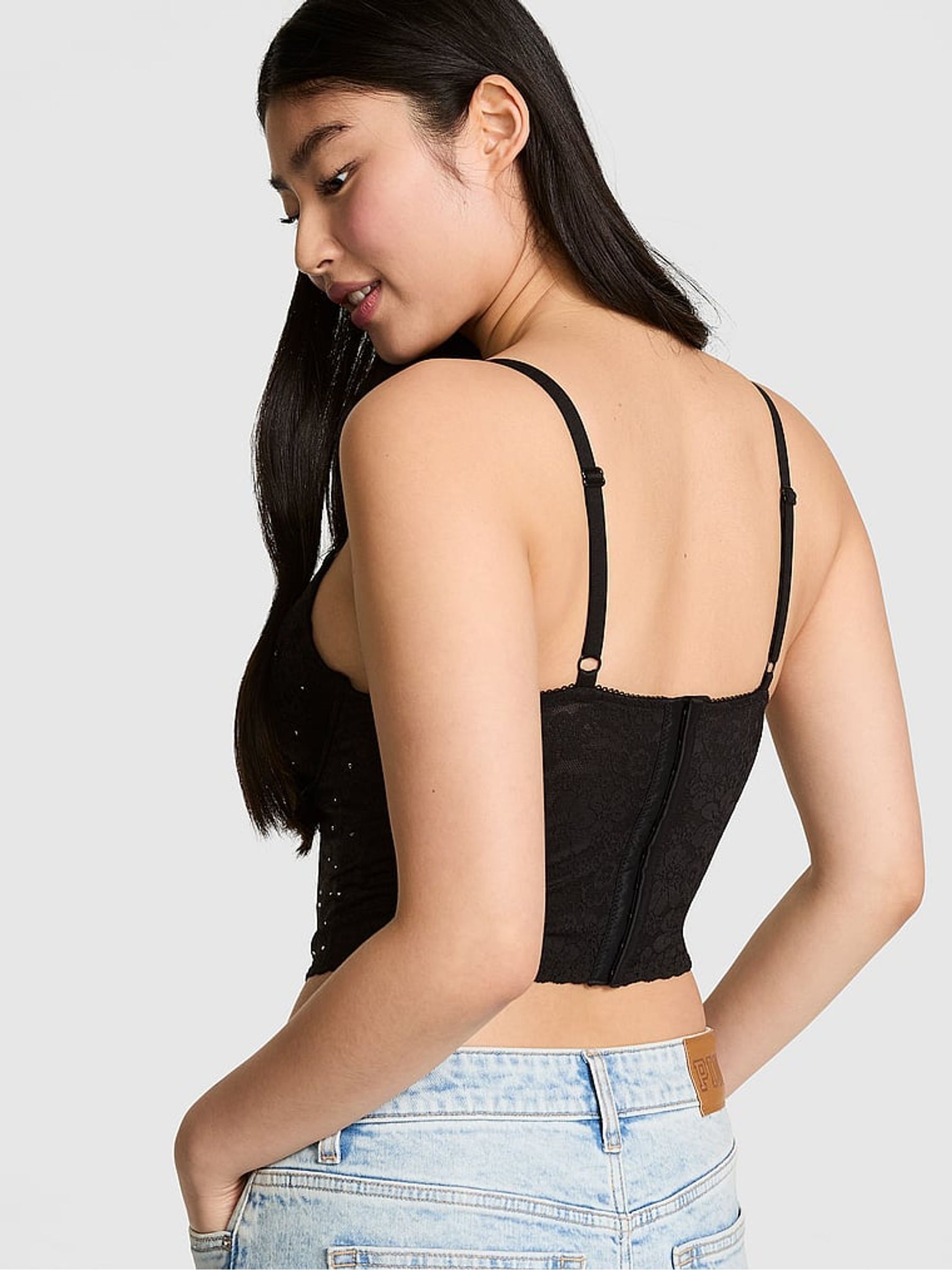 Black Lace Diamante Corset - Image 2 of 4