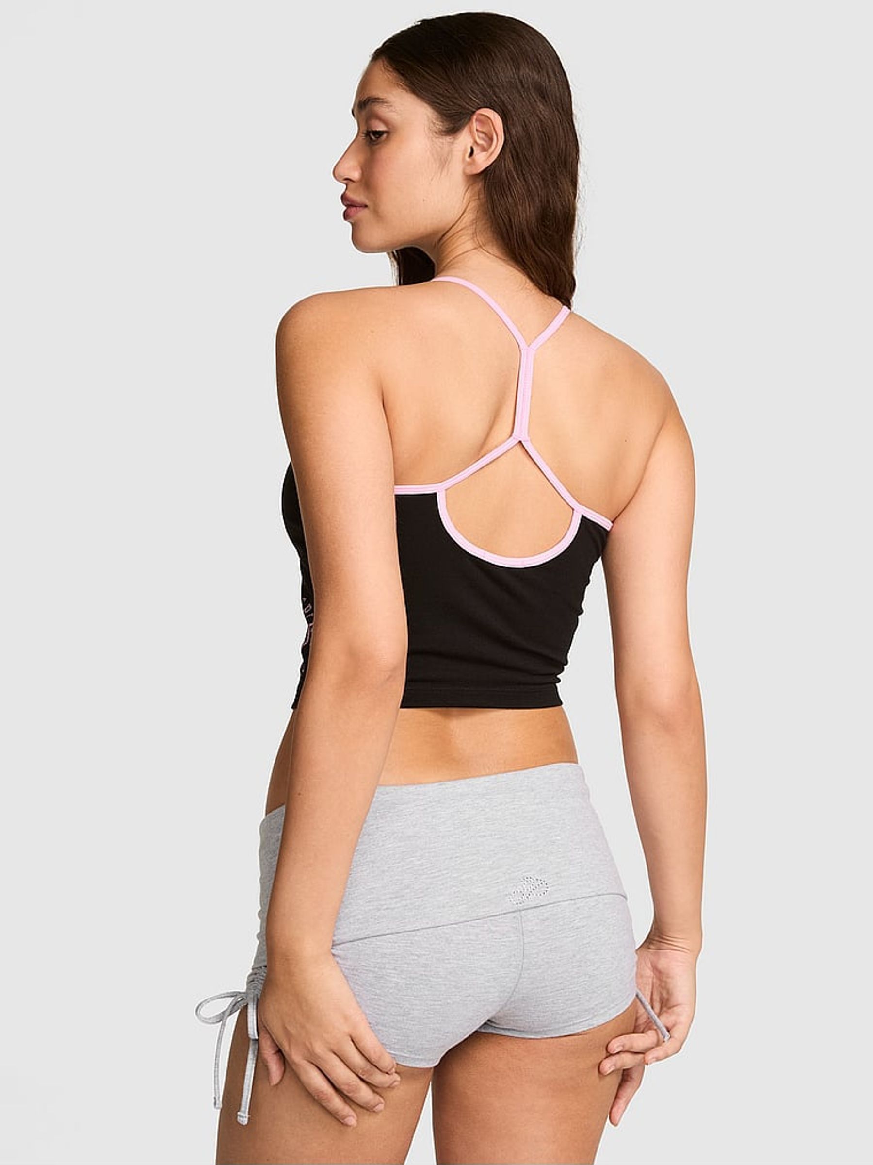 Black/Pink Cotton Racerback Tank Top - Image 3 of 3 Black/Pink Cotton Racerback Tank Top - Image 3 of 3