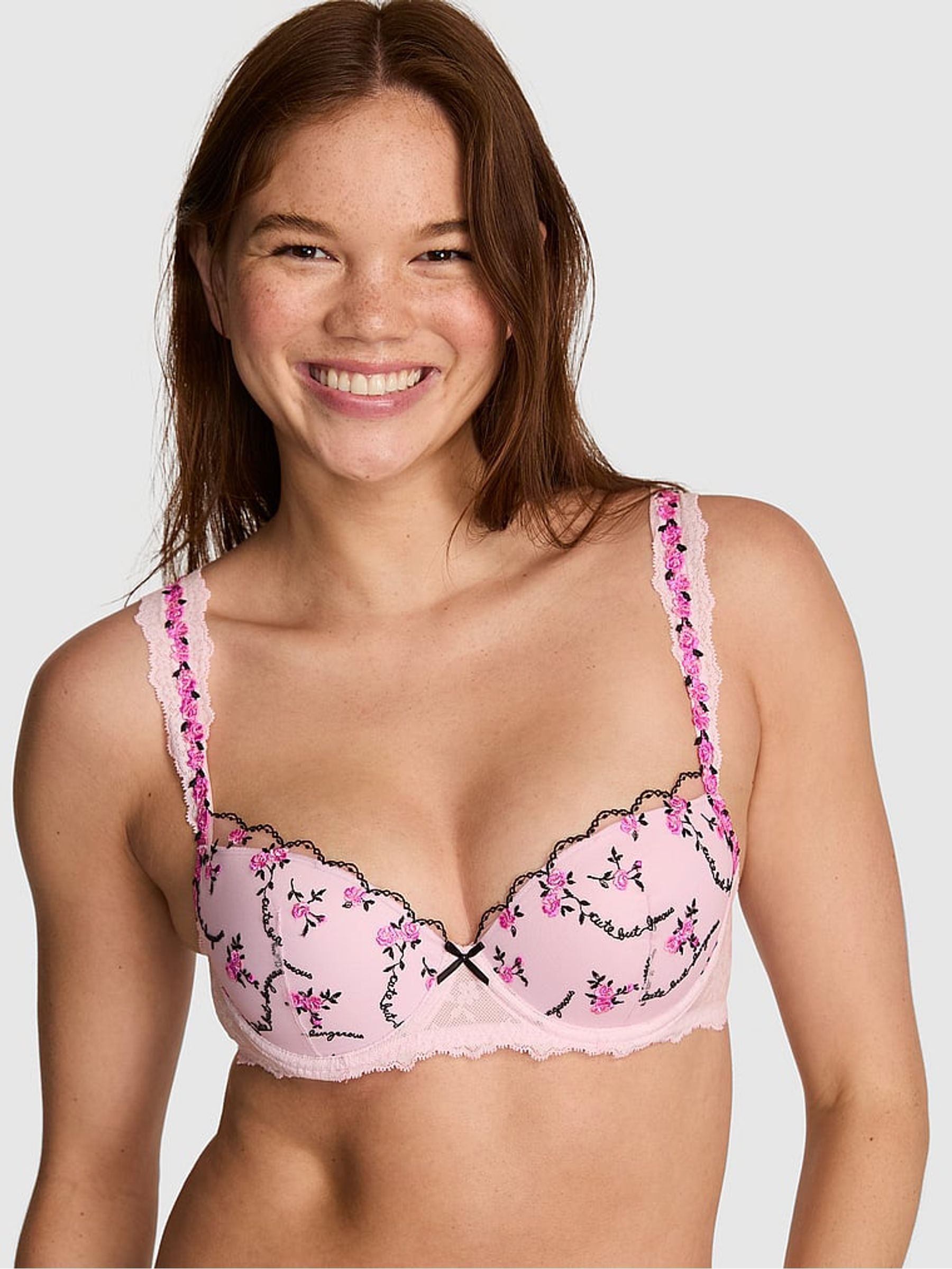 Pink Tulip Push Up Cute But Dangerous Embroidery Bra - Image 2 of 3 Pink Tulip Push Up Cute But Dangerous Embroidery Bra - Image 2 of 3