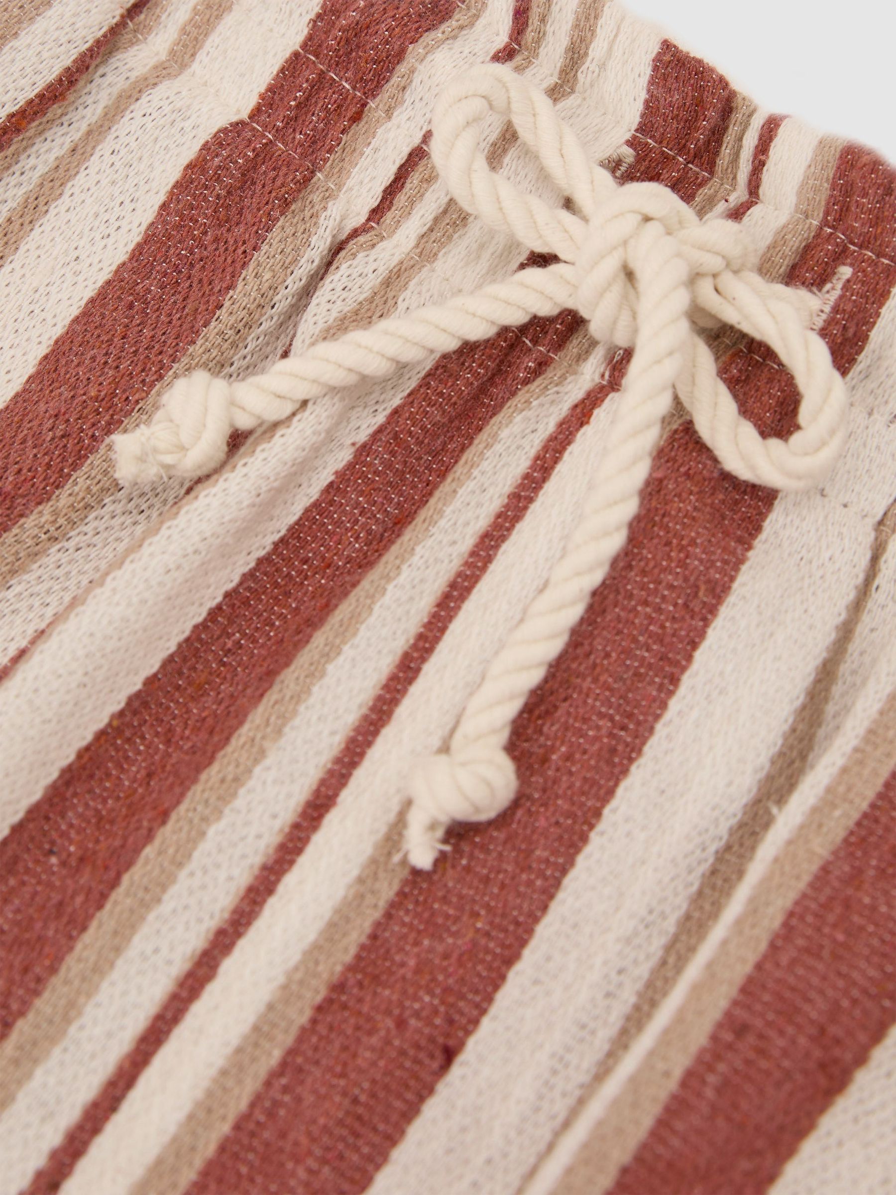 Striped Drawstring Shorts in Red/Stone - Image 6 of 6