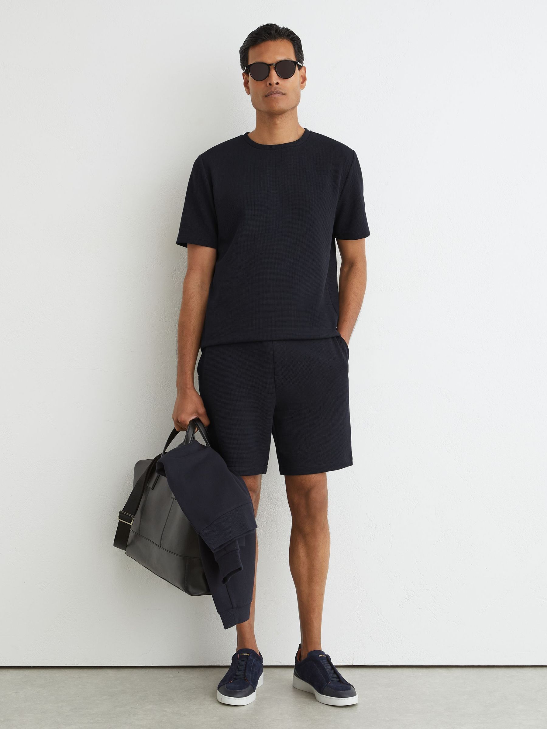 Textured Modern-Fit Crew-Neck T-Shirt in Navy - Image 5 of 7
