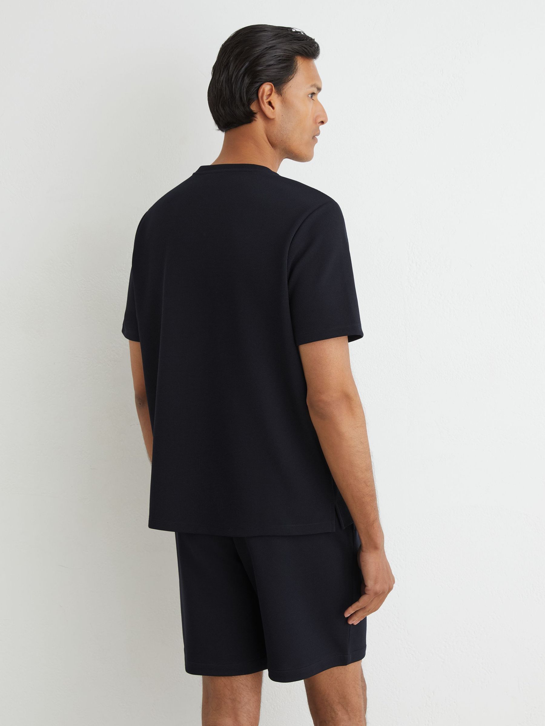 Textured Modern-Fit Crew-Neck T-Shirt in Navy - Image 6 of 7