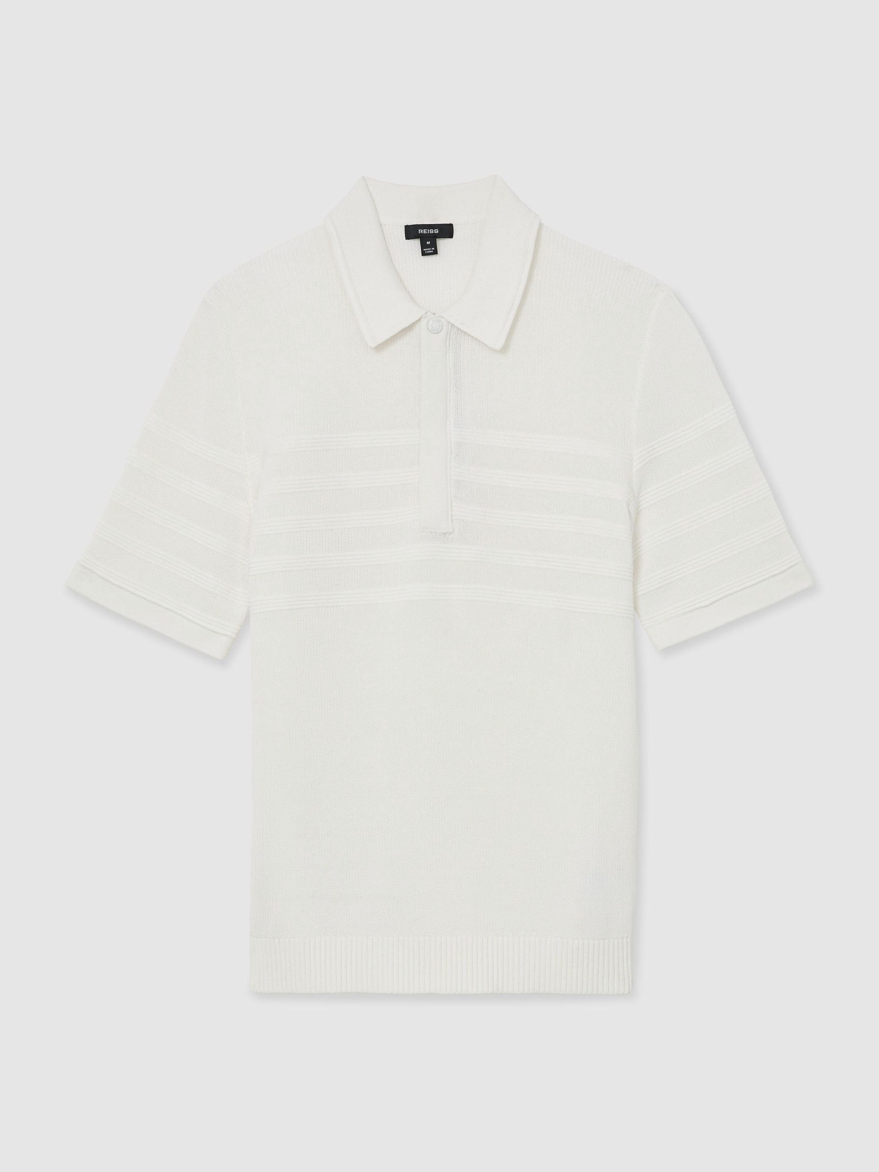 Cotton-Blend Textured-Knit Half-Zip Polo Shirt in White - Image 2 of 6 Cotton-Blend Textured-Knit Half-Zip Polo Shirt in White - Image 2 of 6