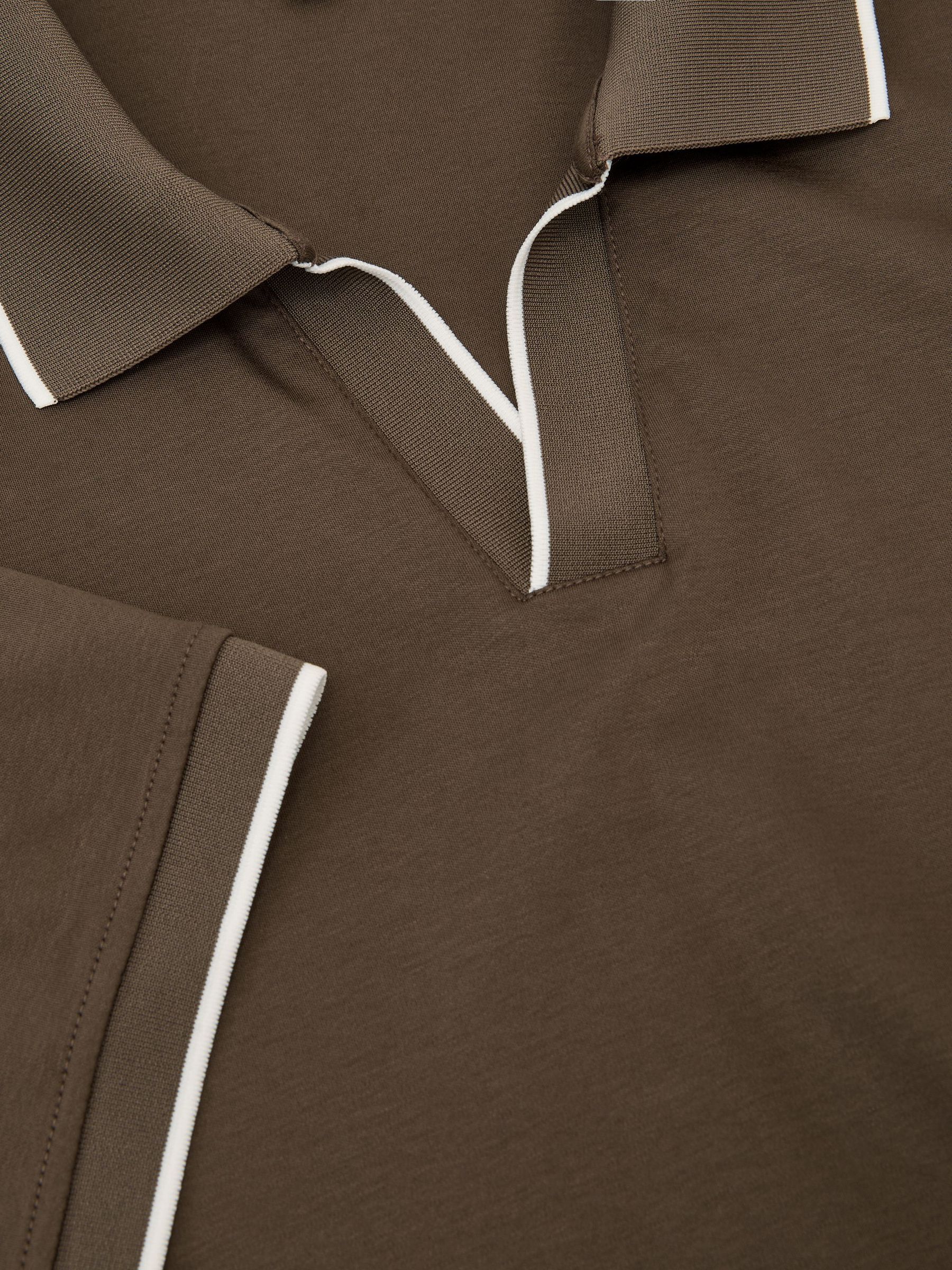 Air-Water Cotton Tipped Polo Shirt in Taupe Brown - Image 6 of 6