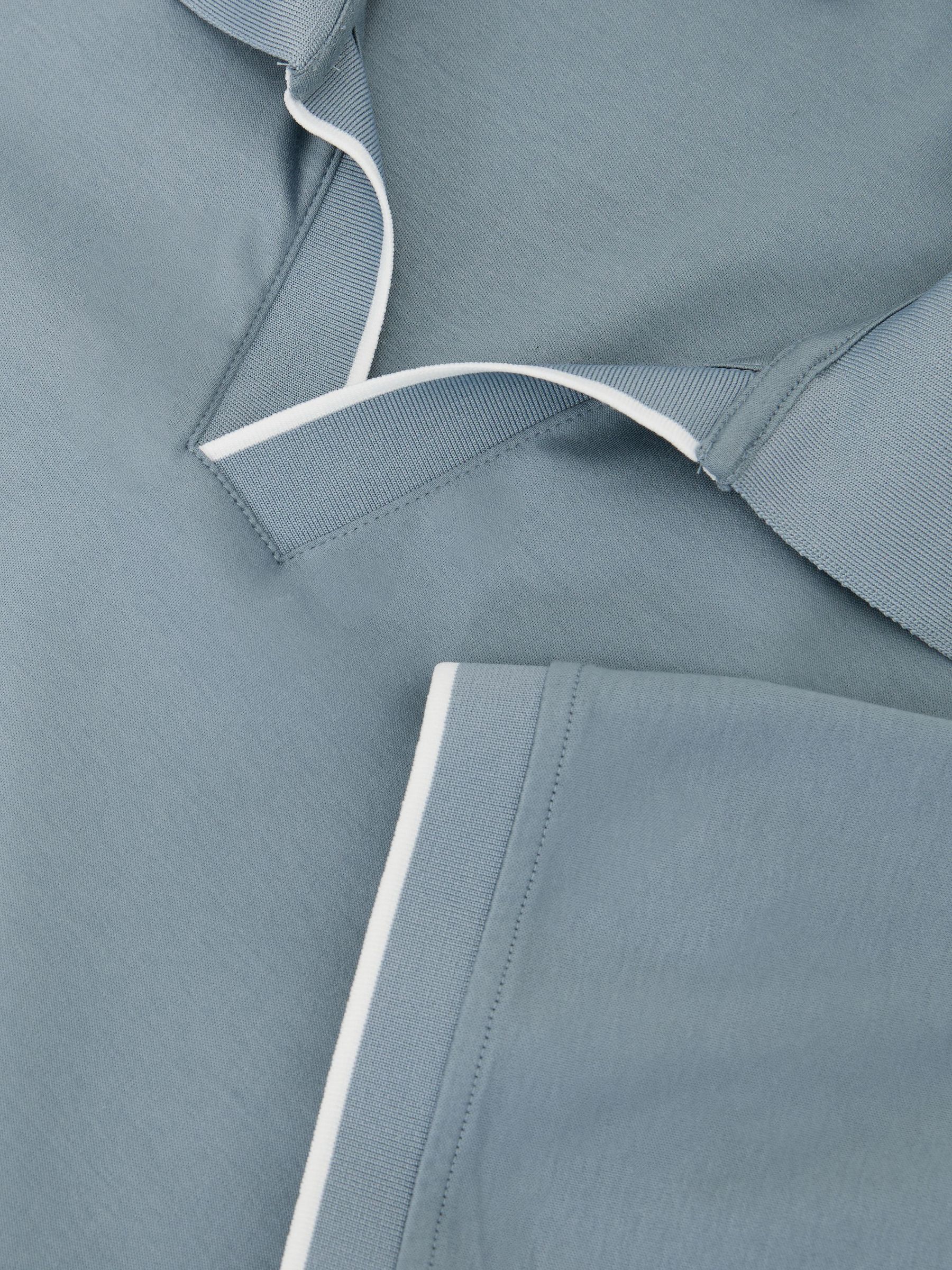 Air-Water Cotton Tipped Polo Shirt in Dusty Blue - Image 6 of 6