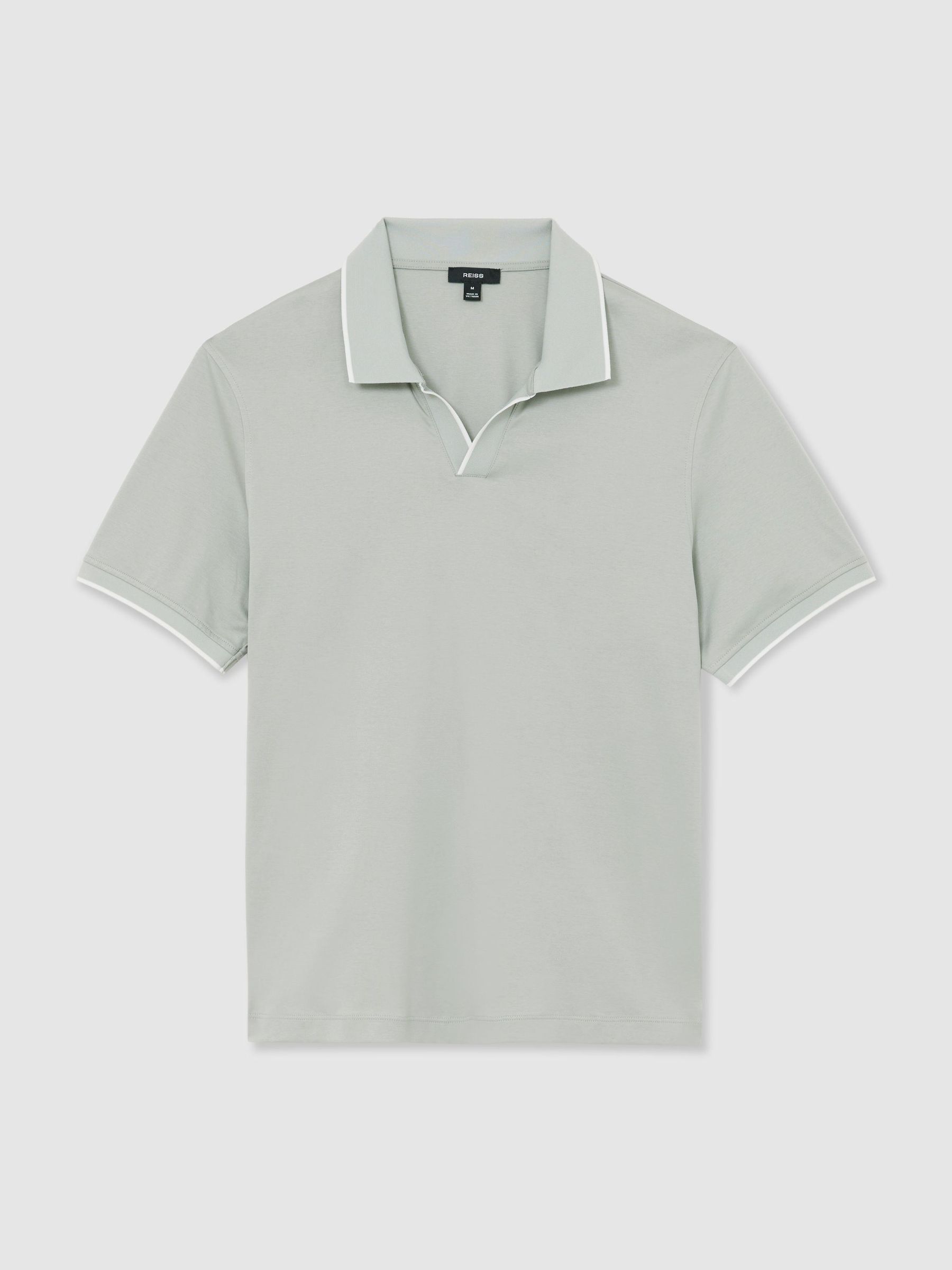 Air-Water Cotton Tipped Polo Shirt in Light Sage Green - Obrázek 2 z 6