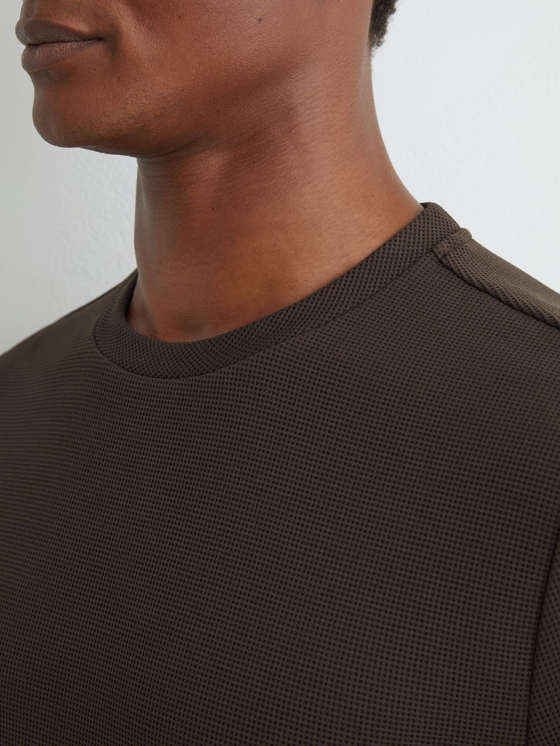 Textured Modern-Fit Crew-Neck T-Shirt in Brown - Image 3 of 6