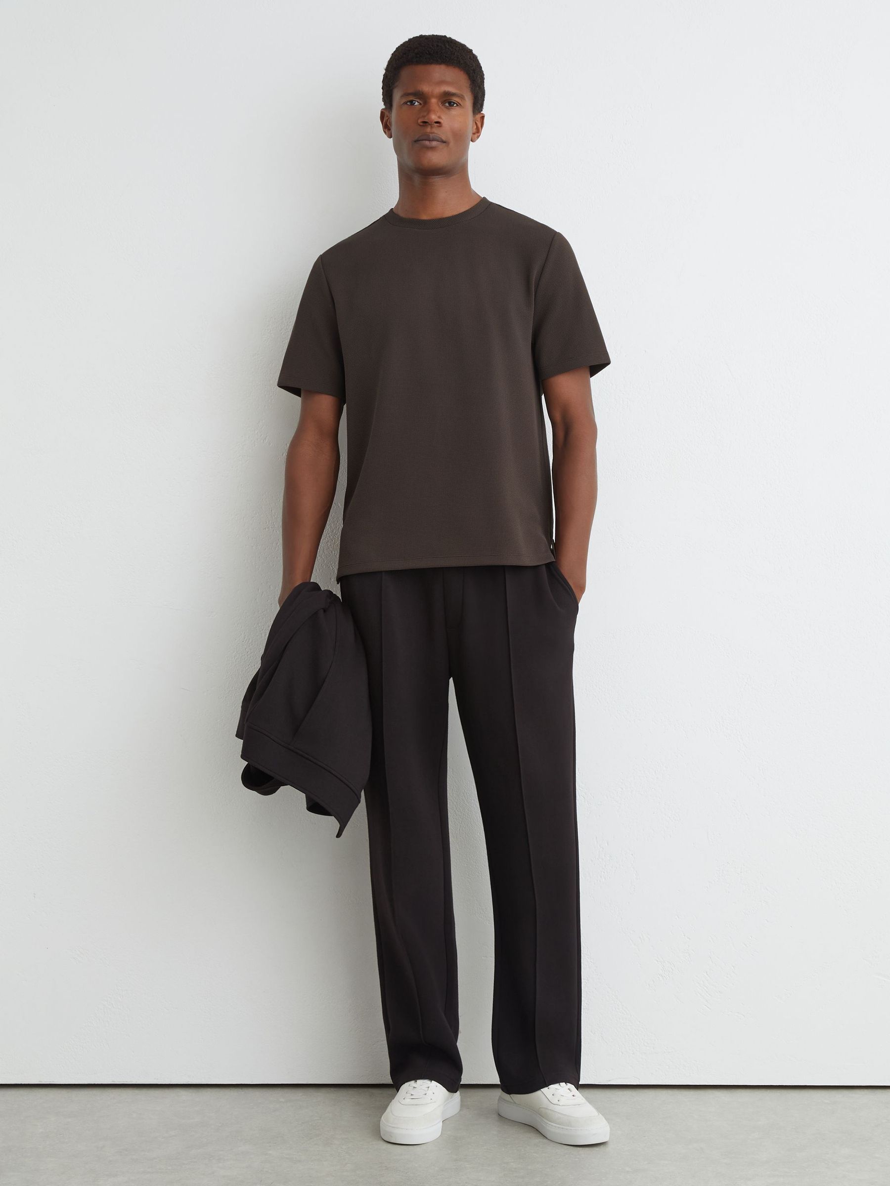 Textured Modern-Fit Crew-Neck T-Shirt in Brown - Image 4 of 6