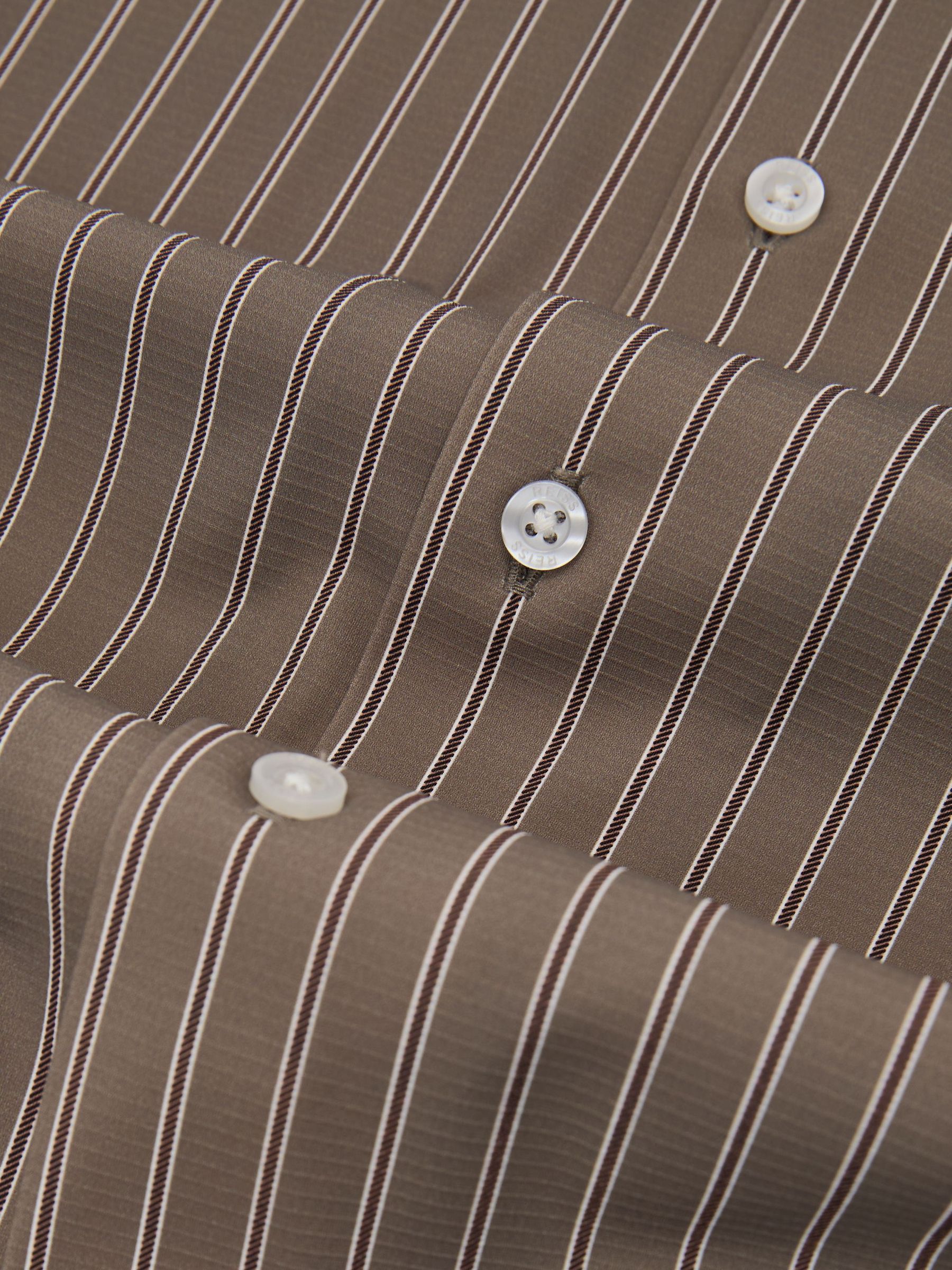 Stripe Long-Sleeve Regular-Fit Shirt in Taupe Brown - Image 7 of 7