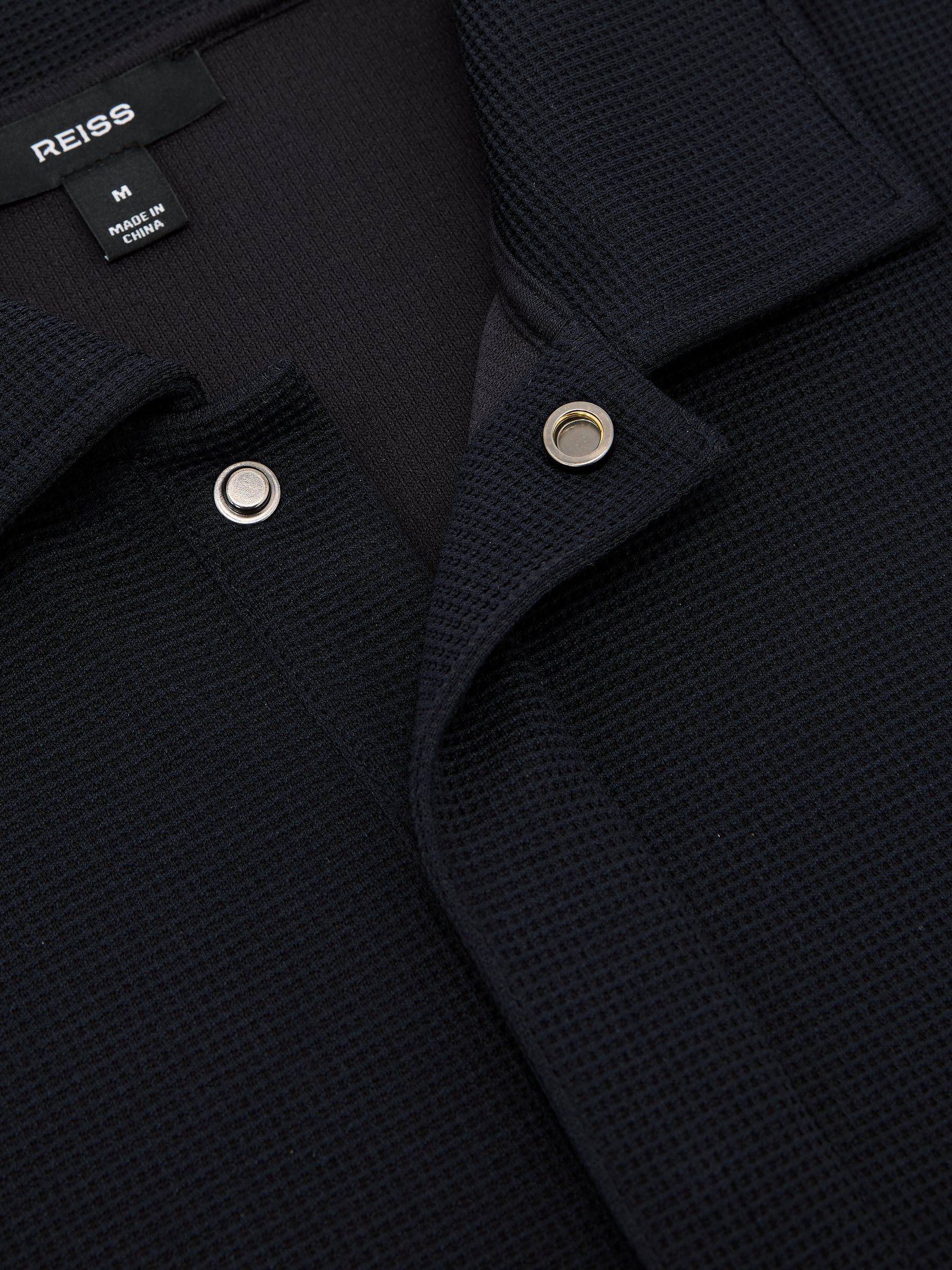 Textured Concealed-Placket Polo Shirt in Navy - Image 7 of 7
