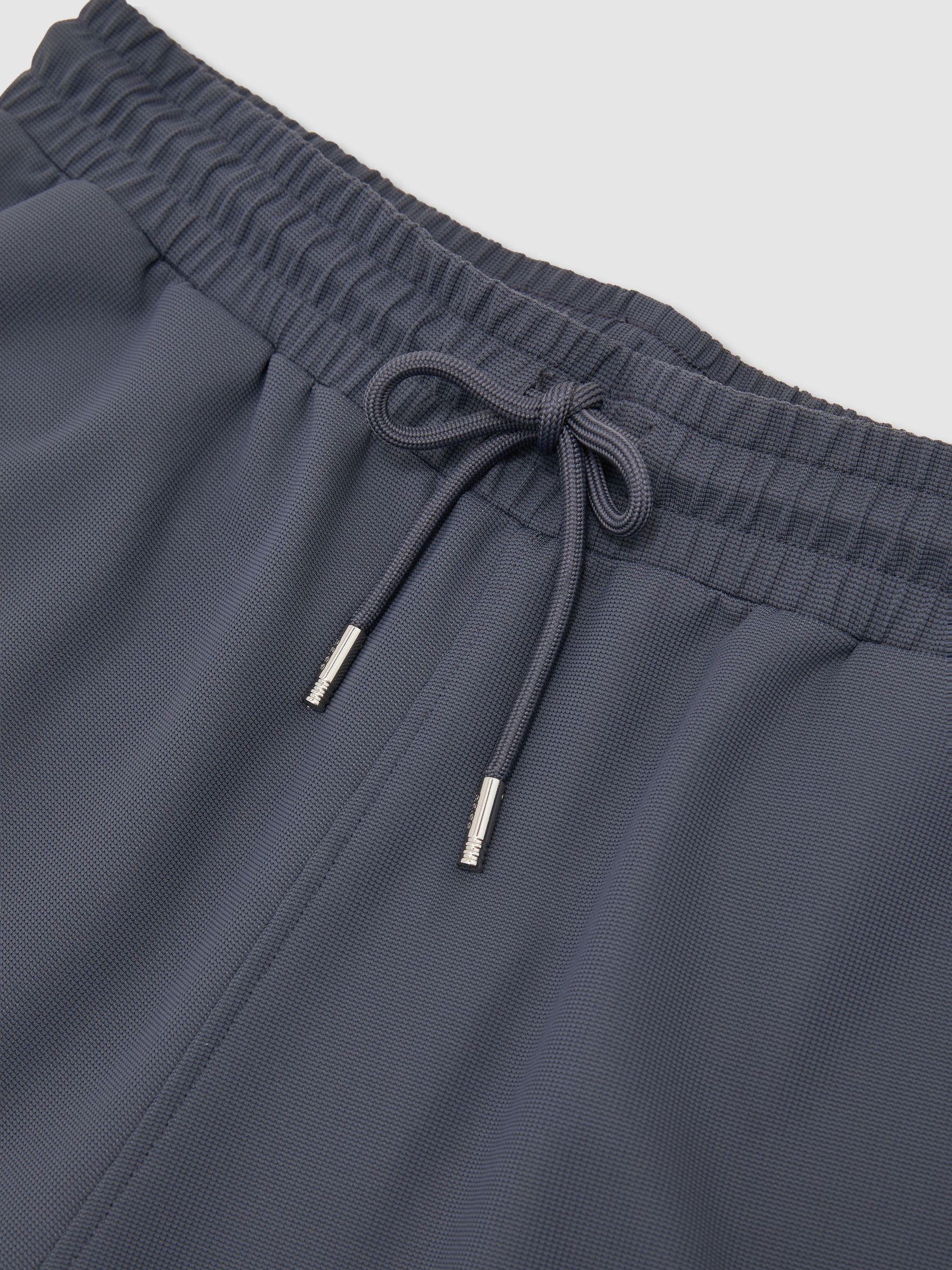 Stretch Textured Drawstring Shorts in Airforce Blue - Image 6 of 6