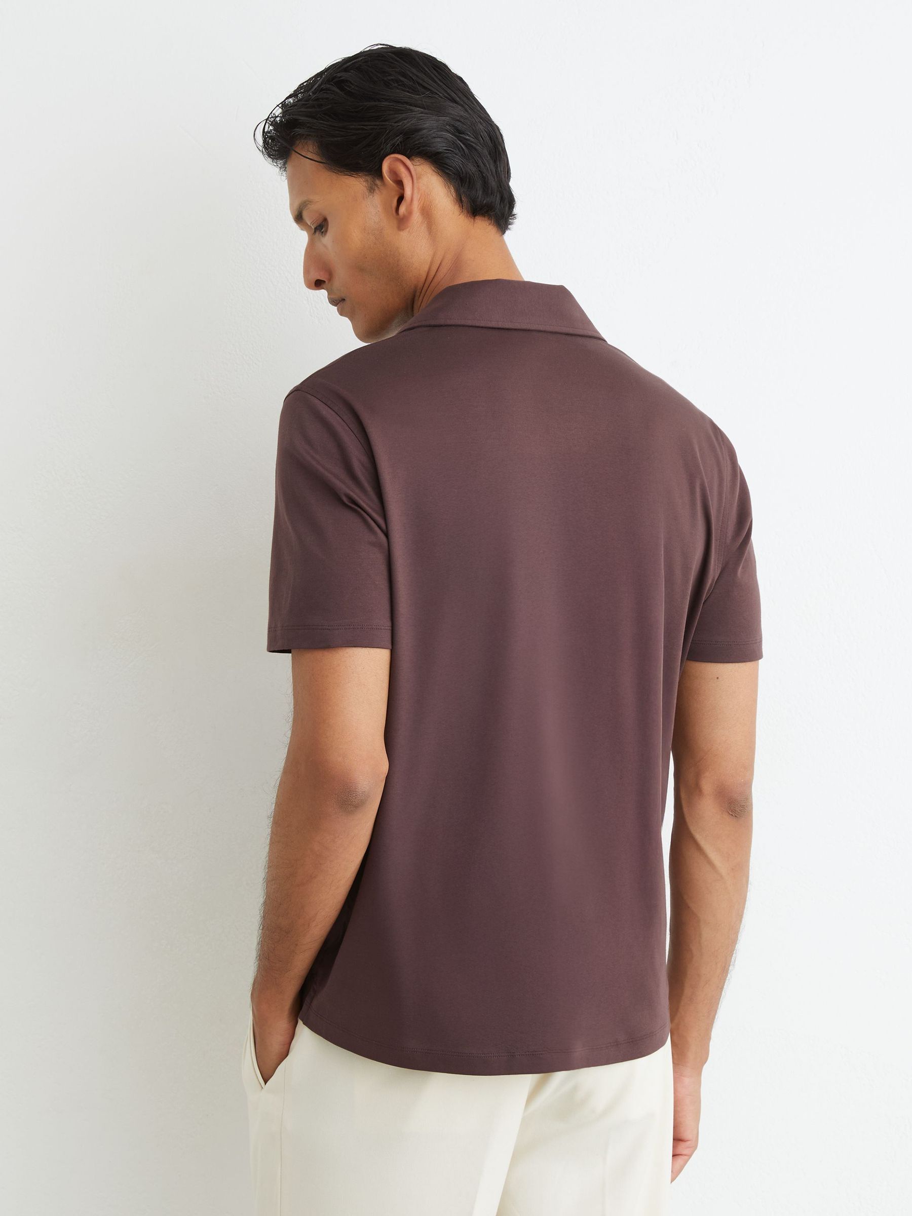 Air-Water Cotton Polo Shirt in Dark Plum - Image 4 of 5