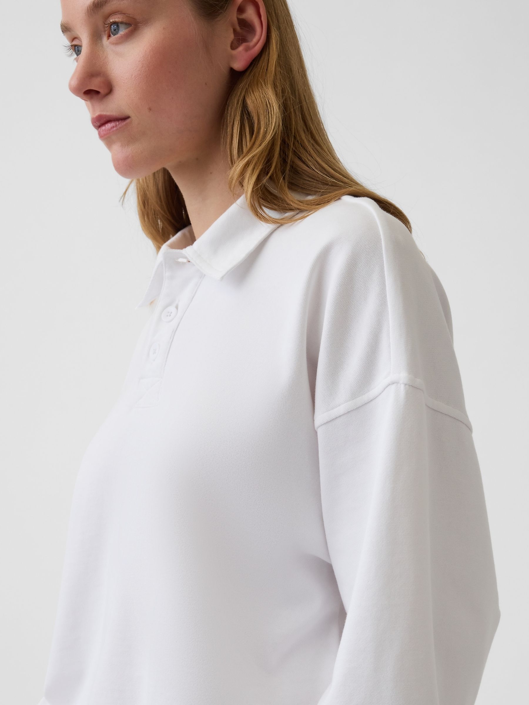 White French Terry Oversized Polo Sweatshirt - Image 4 of 4