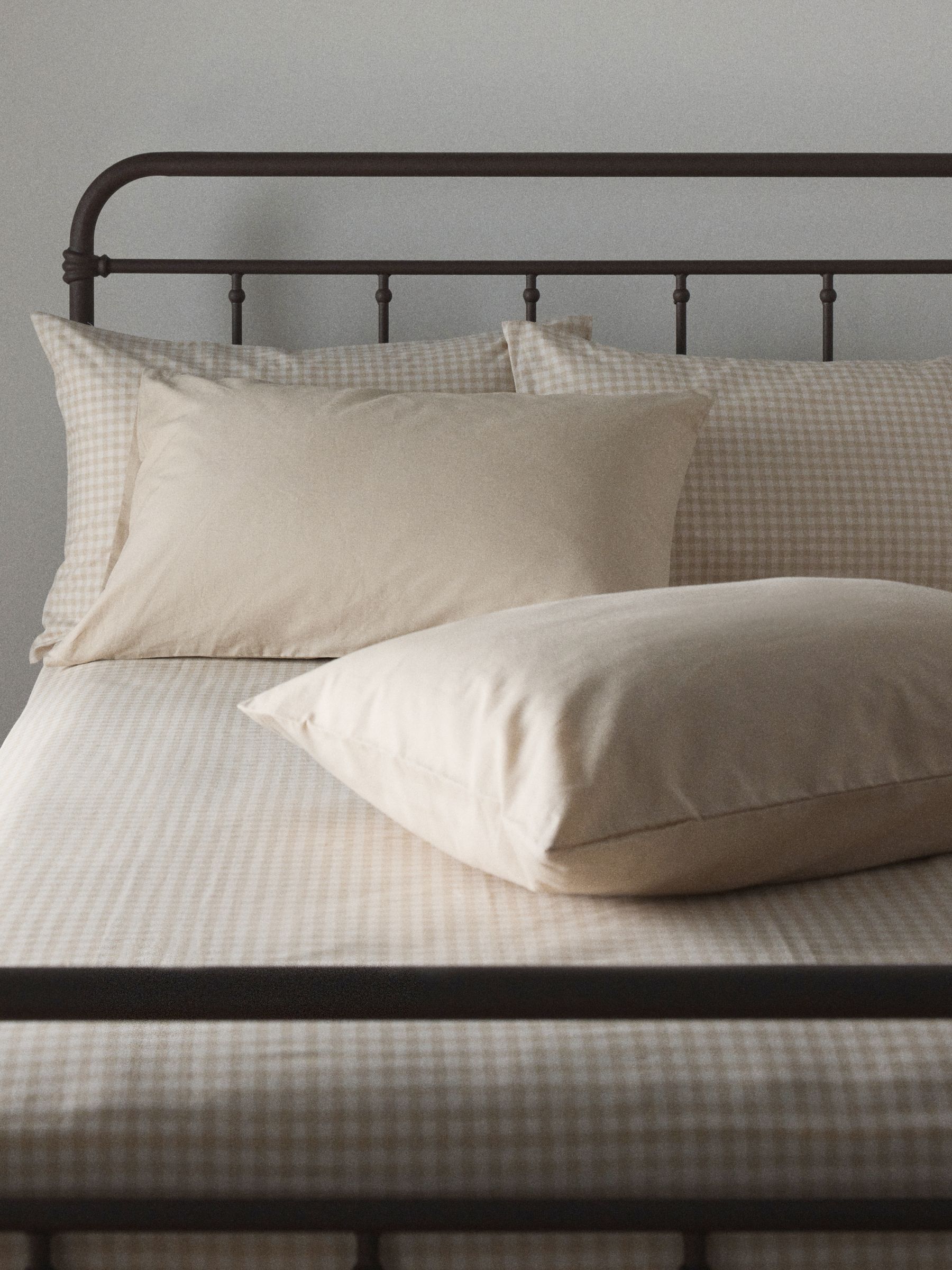 The Set Set of 2 Natural/Gingham Pillowcase and Fitted Sheet - Image 1 of 6 The Set Set of 2 Natural/Gingham Pillowcase and Fitted Sheet - Image 1 of 6