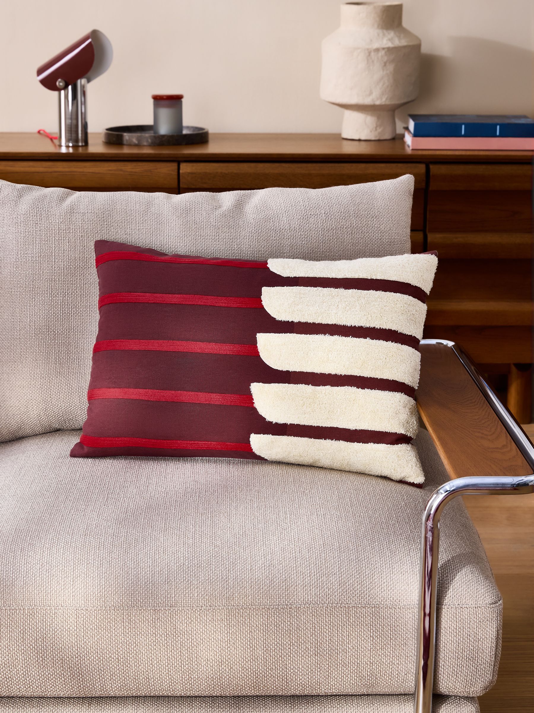 Barbican Balcony Cushion in Burgundy - Image 1 of 4