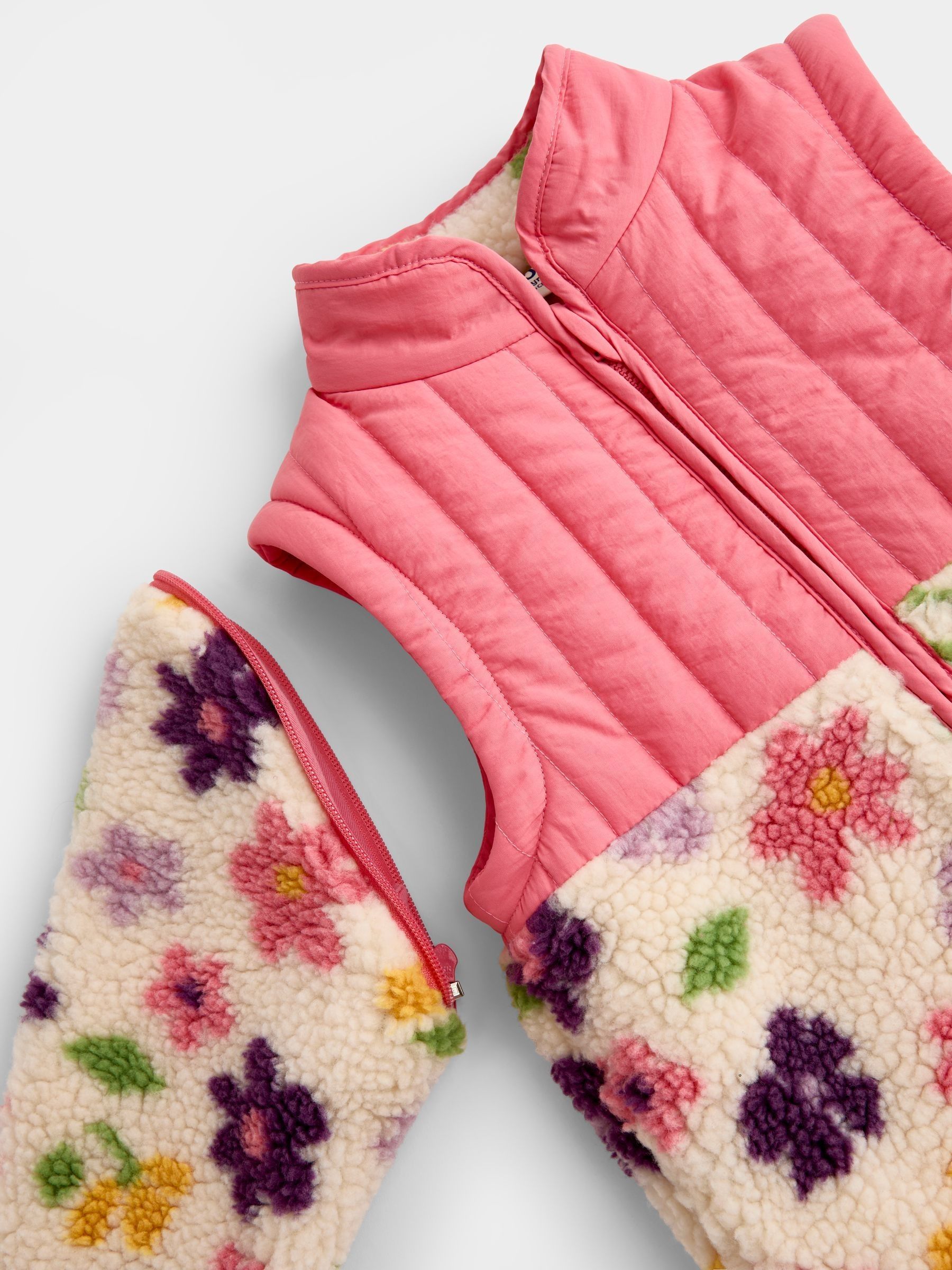 Pink Floral Zip-Off Sleeve 2-in-1 Borg Fleece - Image 5 of 6