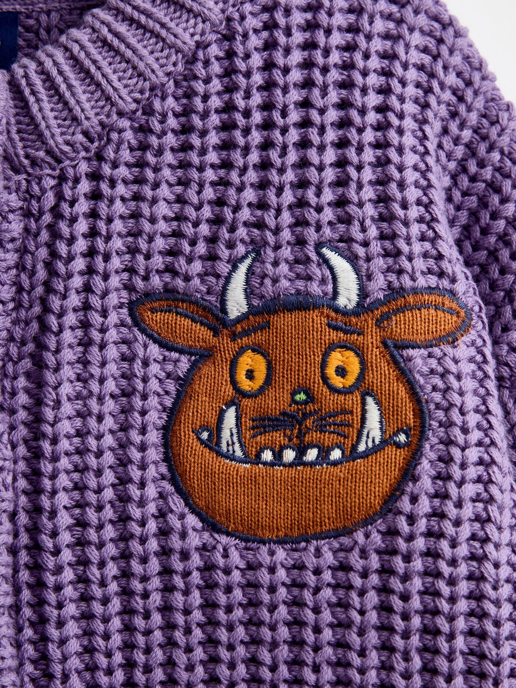 Dusky Purple The Gruffalo Scene Appliqué Cardigan - Image 3 of 4