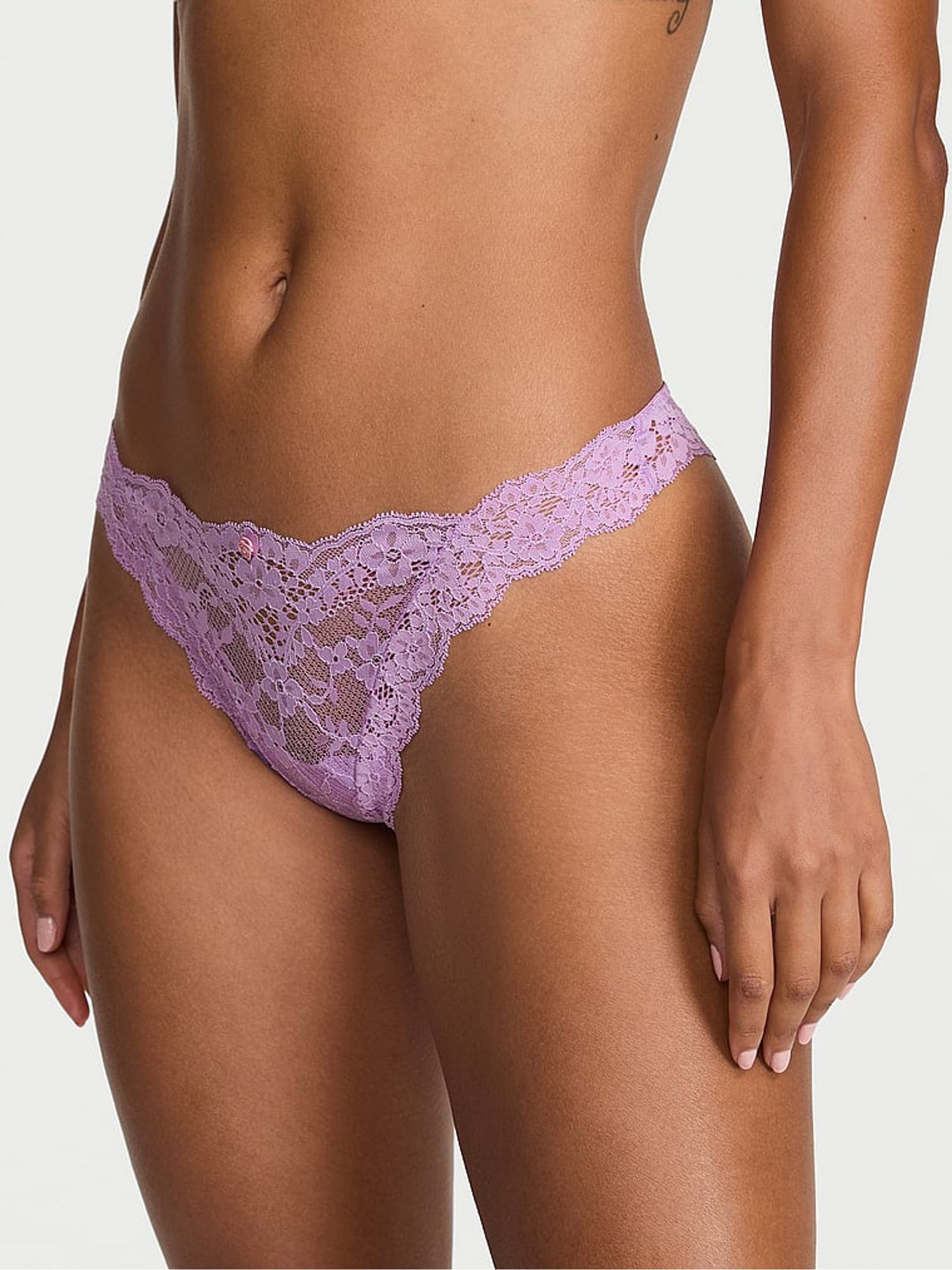 Alluring Lilac Purple Thong Lace Knickers - Image 1 of 3