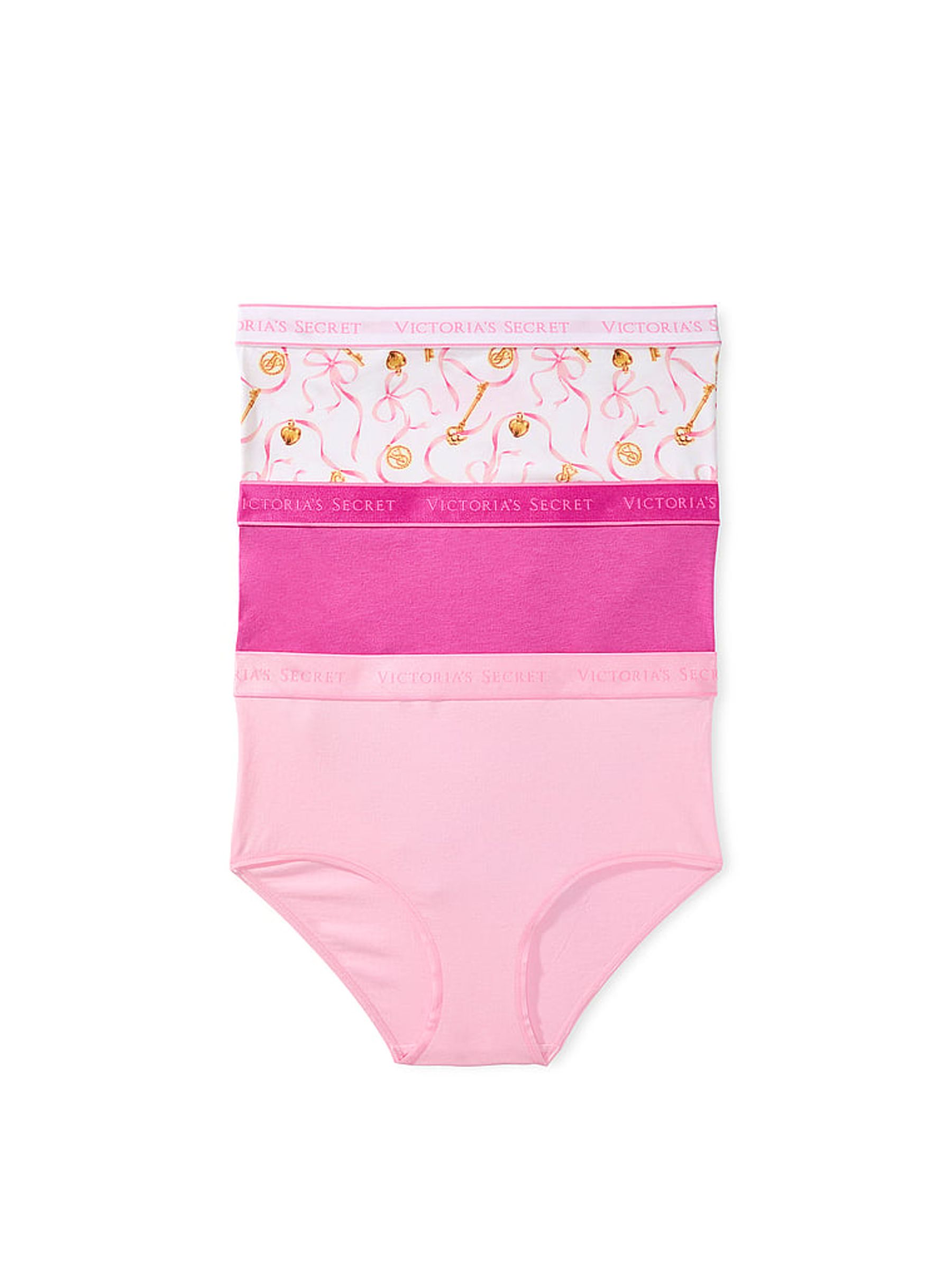Pink & White Brief 3 Pack Logo Knickers - Image 1 of 1