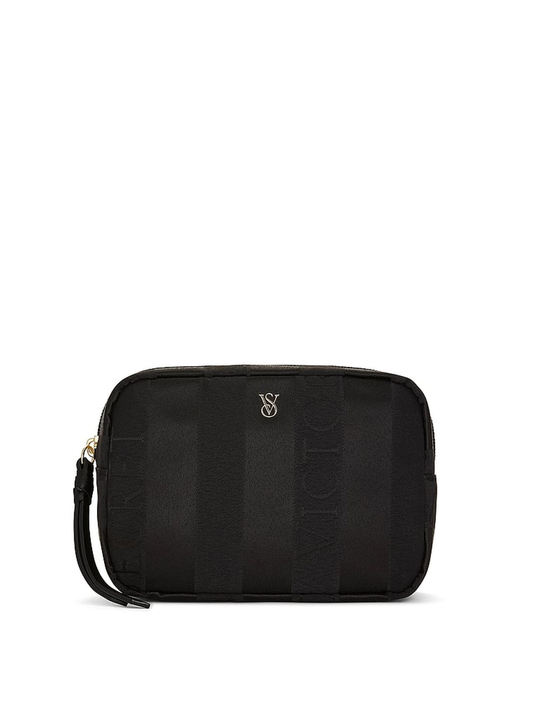 Black Jacquard Stripe Make Up Bag - Image 1 of 3
