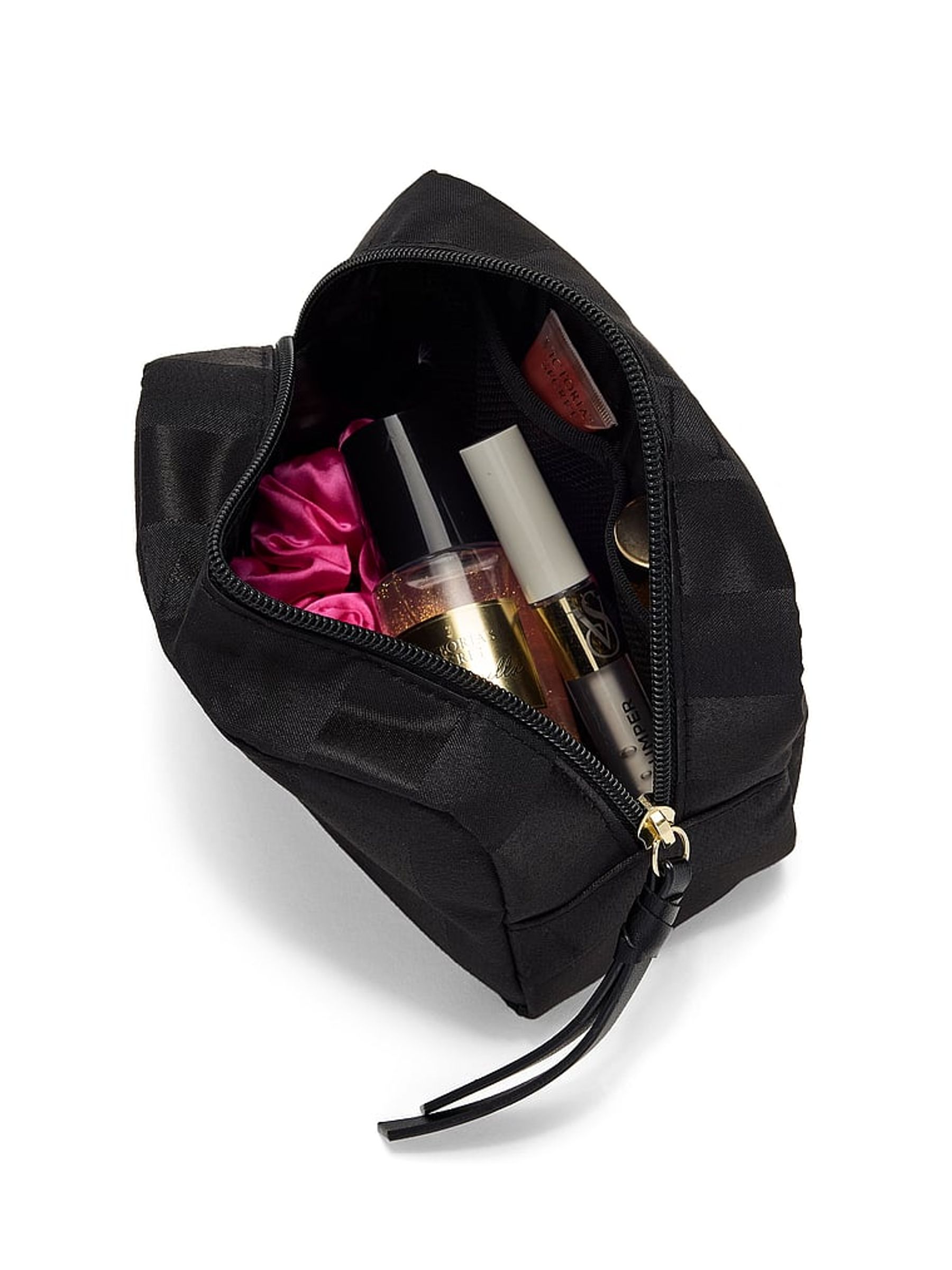 Black Jacquard Stripe Make Up Bag - Image 2 of 3 Black Jacquard Stripe Make Up Bag - Image 2 of 3