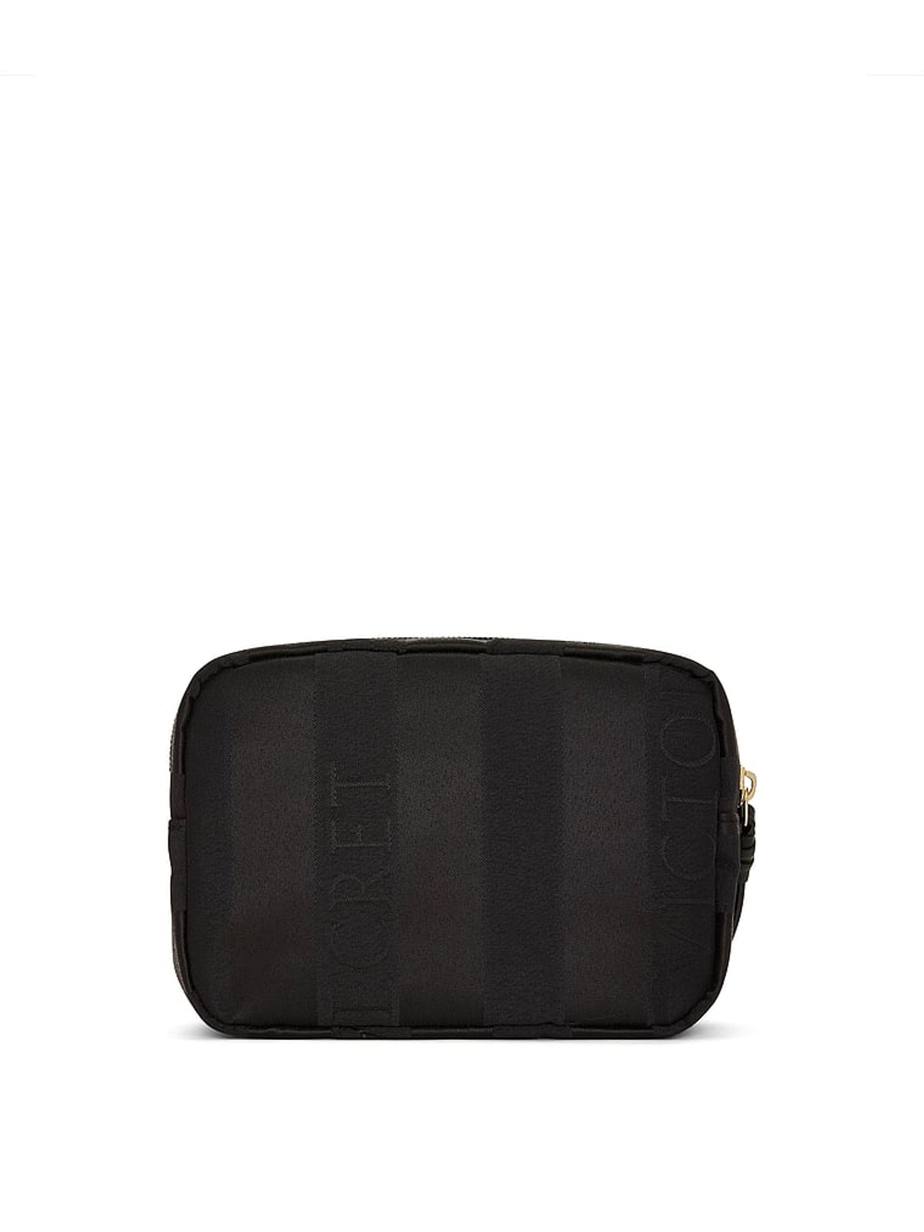 Black Jacquard Stripe Make Up Bag - Image 3 of 3 Black Jacquard Stripe Make Up Bag - Image 3 of 3