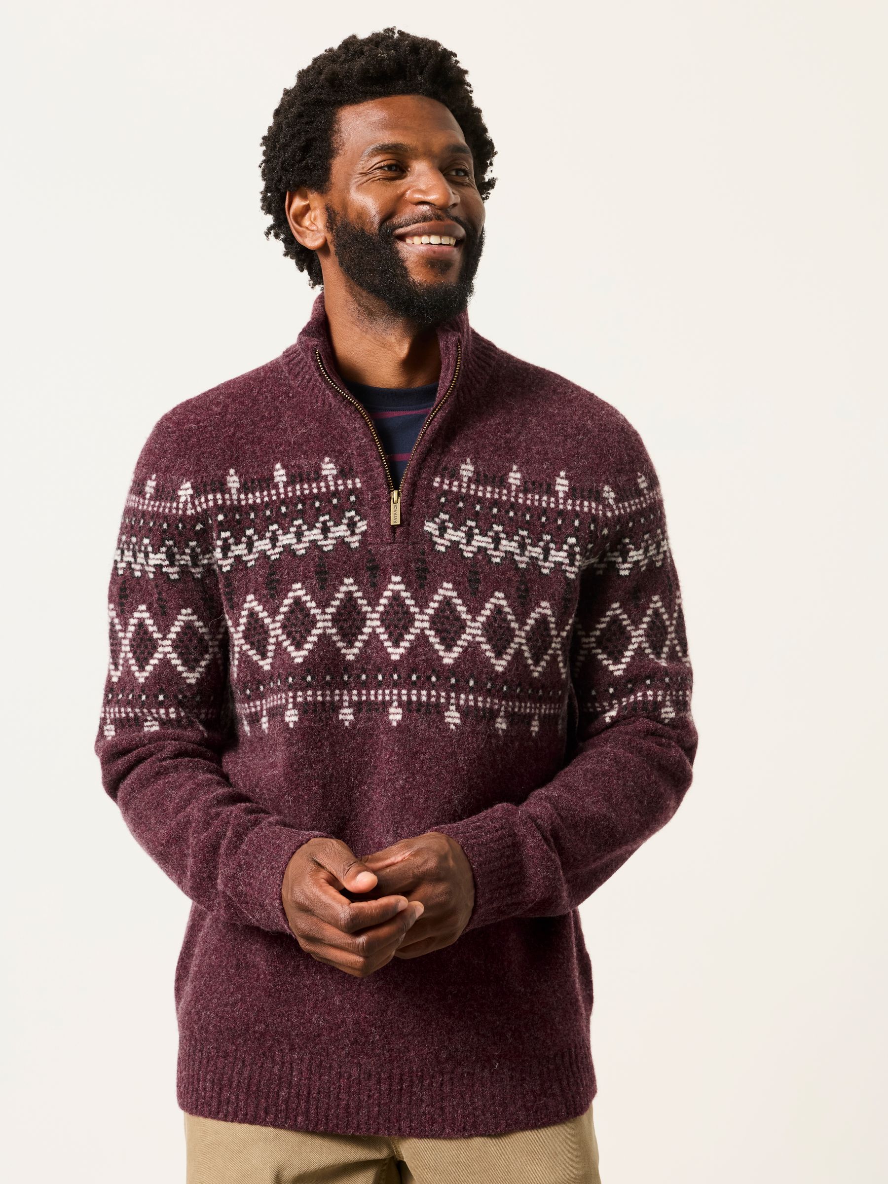 Brinley Burgundy Red Half Neck Knitted Jumper - Image 1 of 5