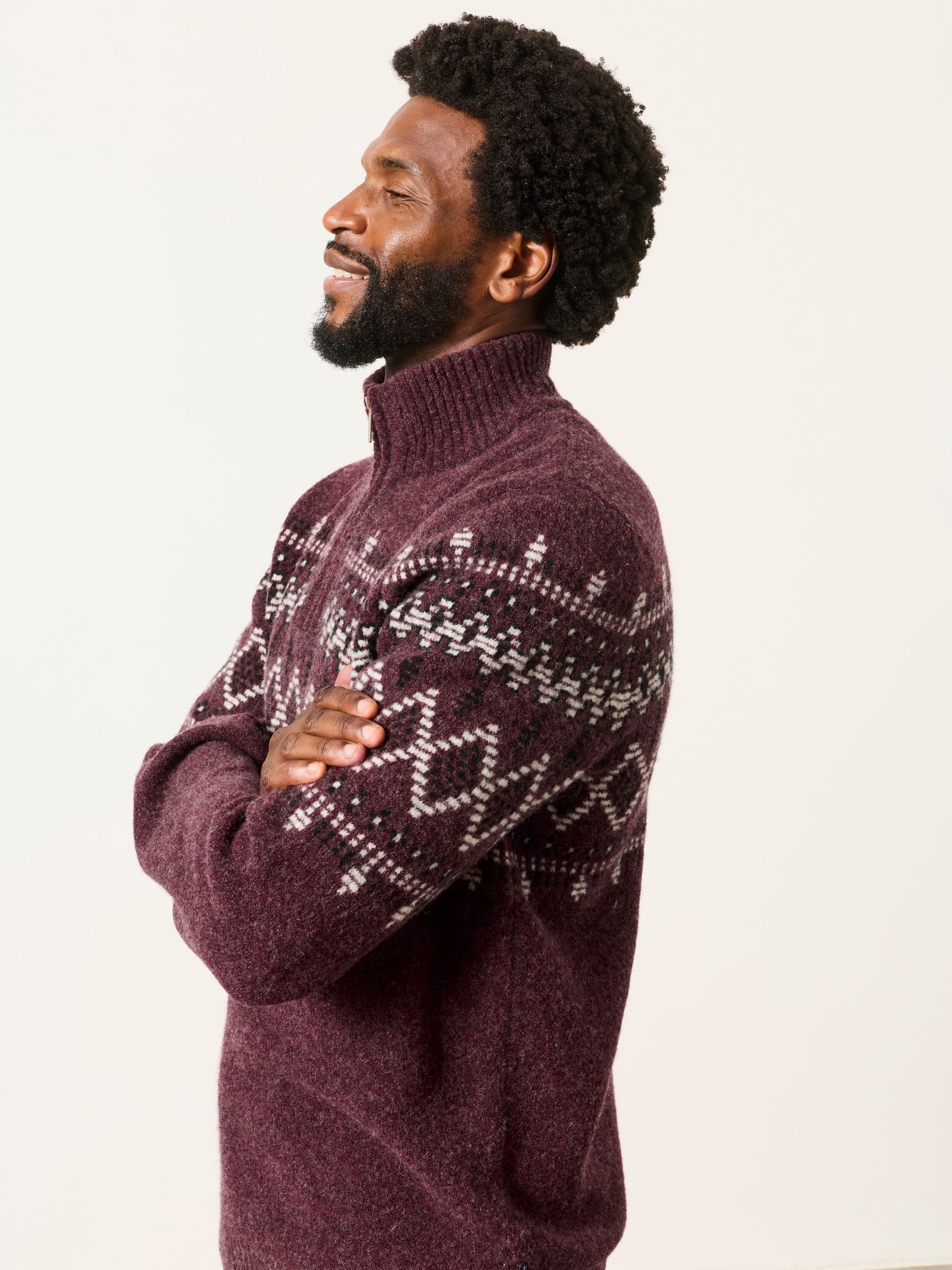 Brinley Burgundy Red Half Neck Knitted Jumper - Image 3 of 5