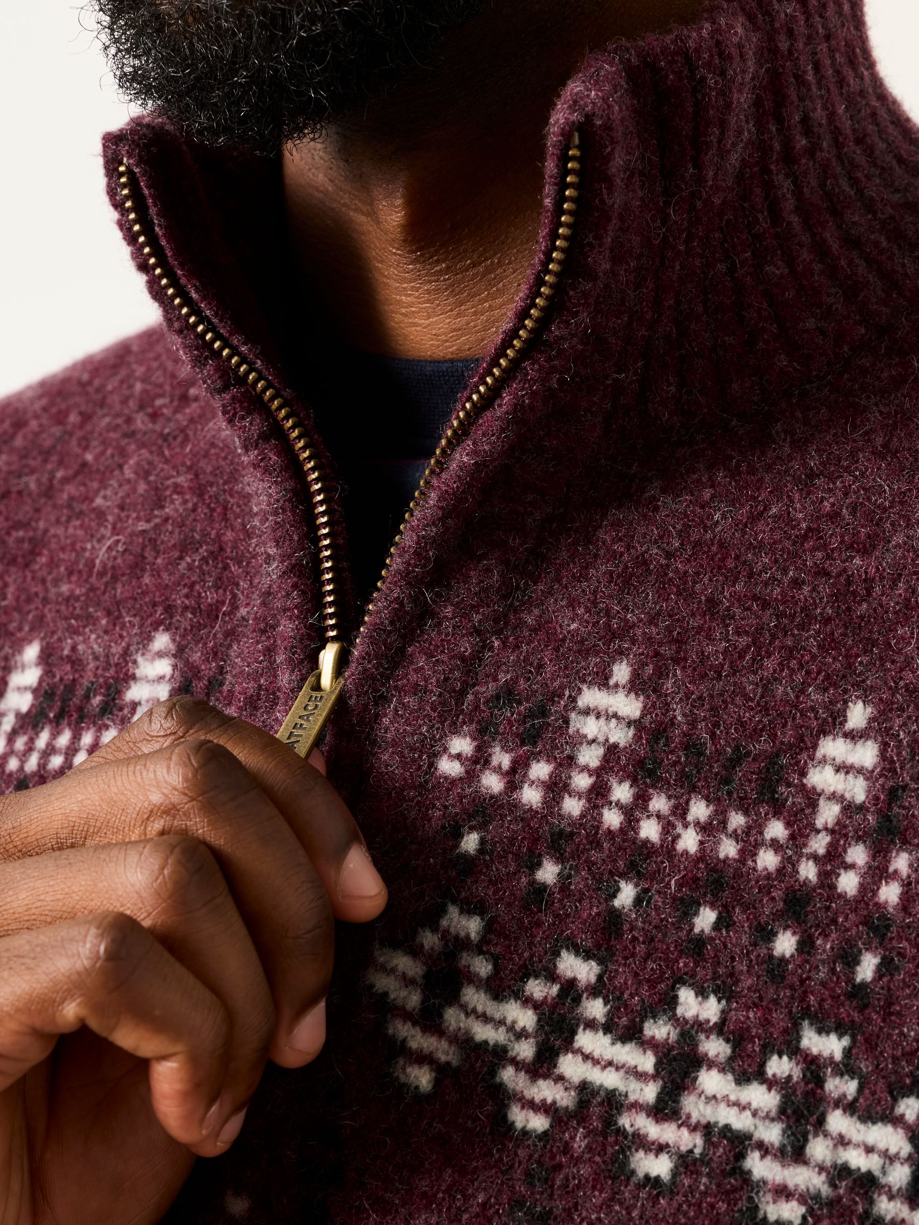 Brinley Burgundy Red Half Neck Knitted Jumper - Image 4 of 5