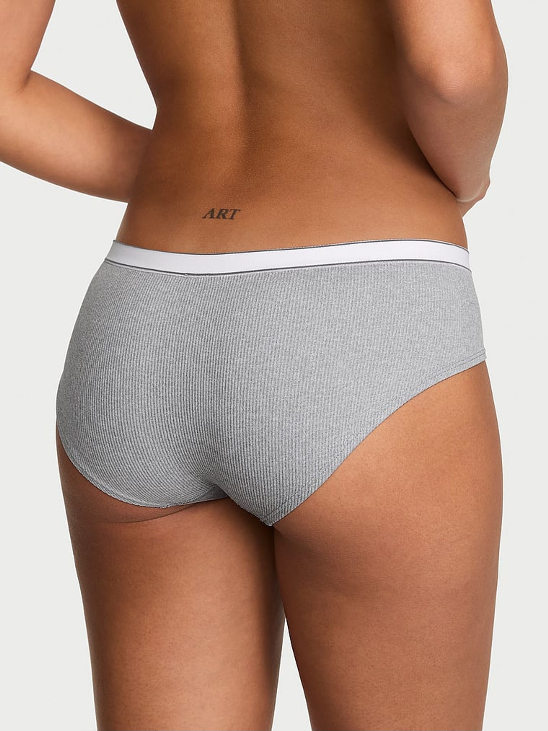Medium Heather Grey Hipster Logo Ribbed Knickers - Image 2 of 2